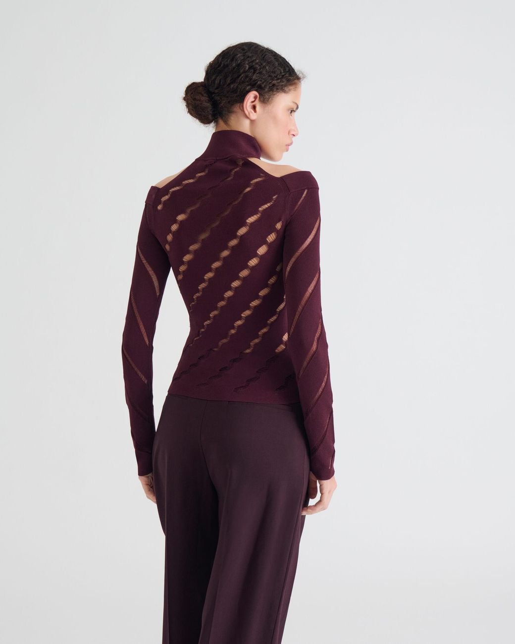 IRO Purple Openwork Sweater With Bared Shoulders