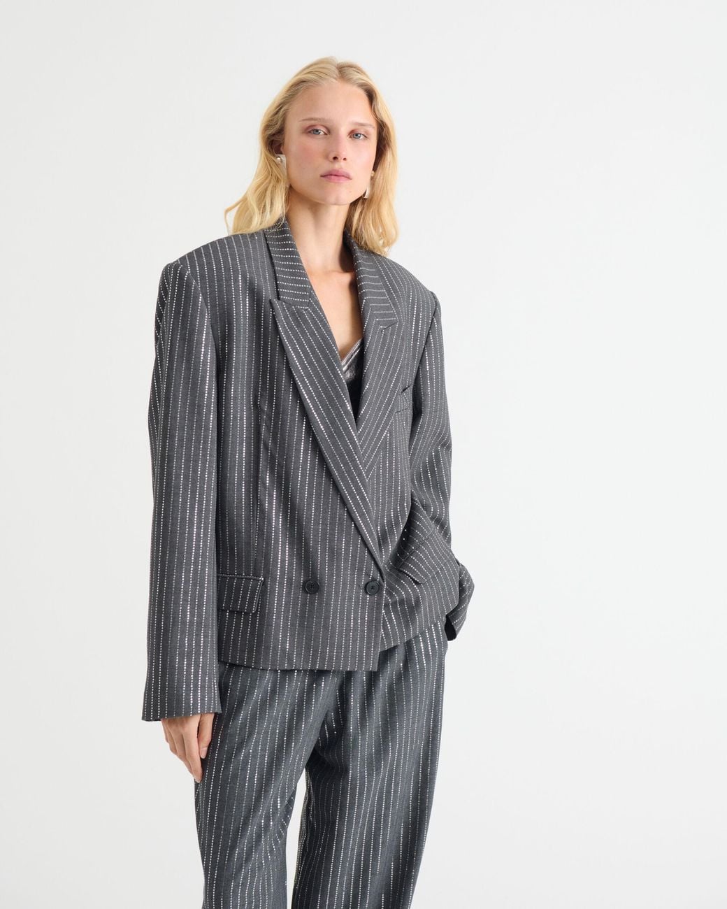 IRO Blue Sequin Suit Jacket