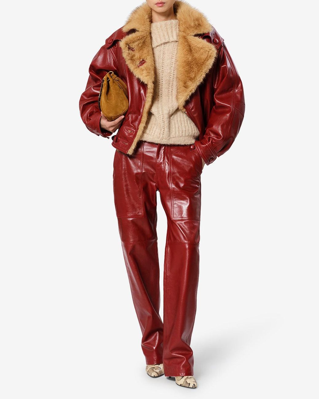 Isabel Marant Red Valka Leather Pants