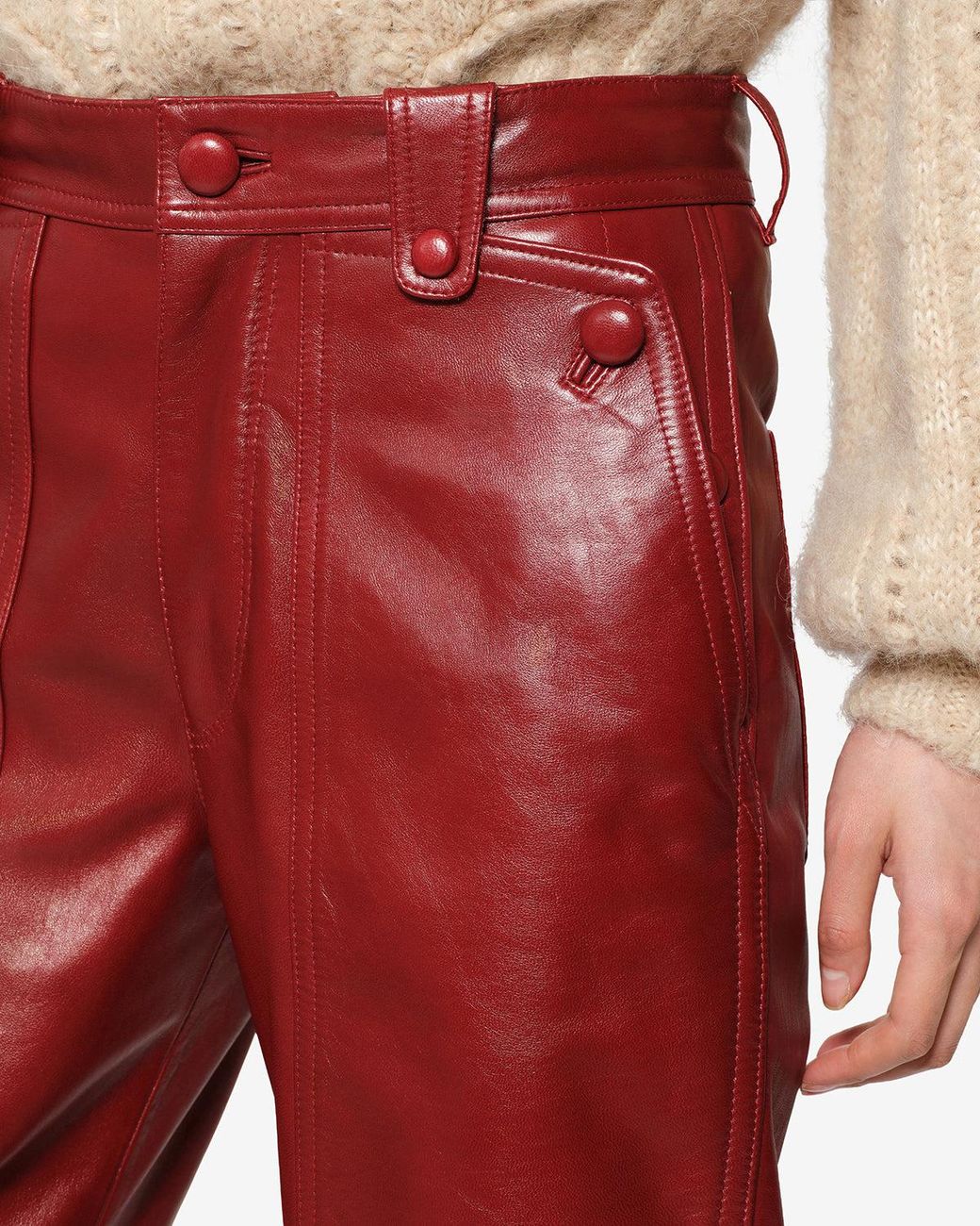 Isabel Marant Red Valka Leather Pants