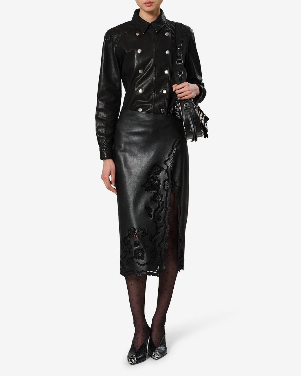 Isabel Marant Black Valdy Leather Shirt