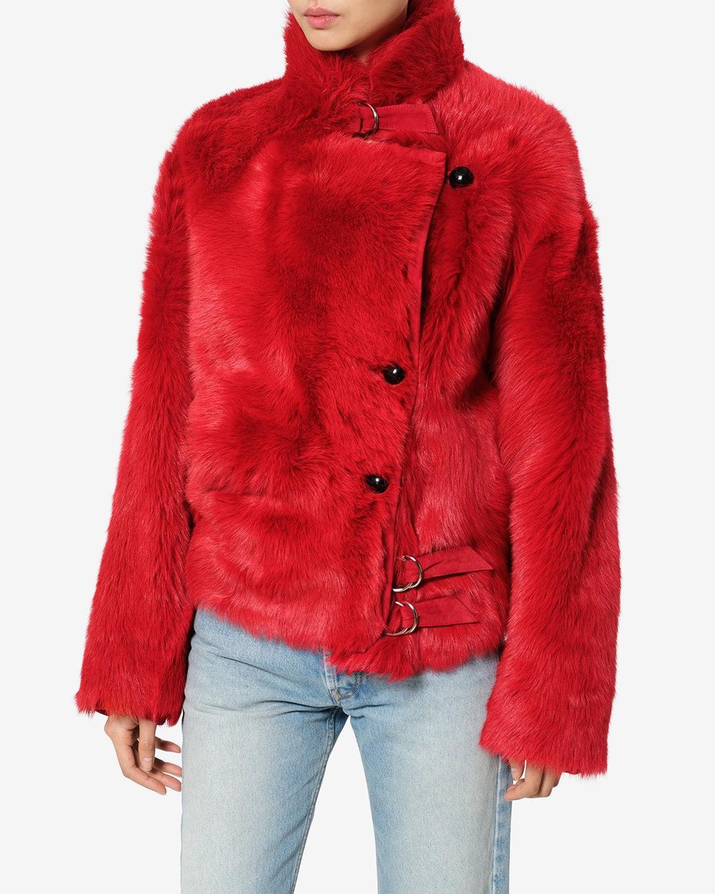 Isabel Marant Red Roama Shearling Coat