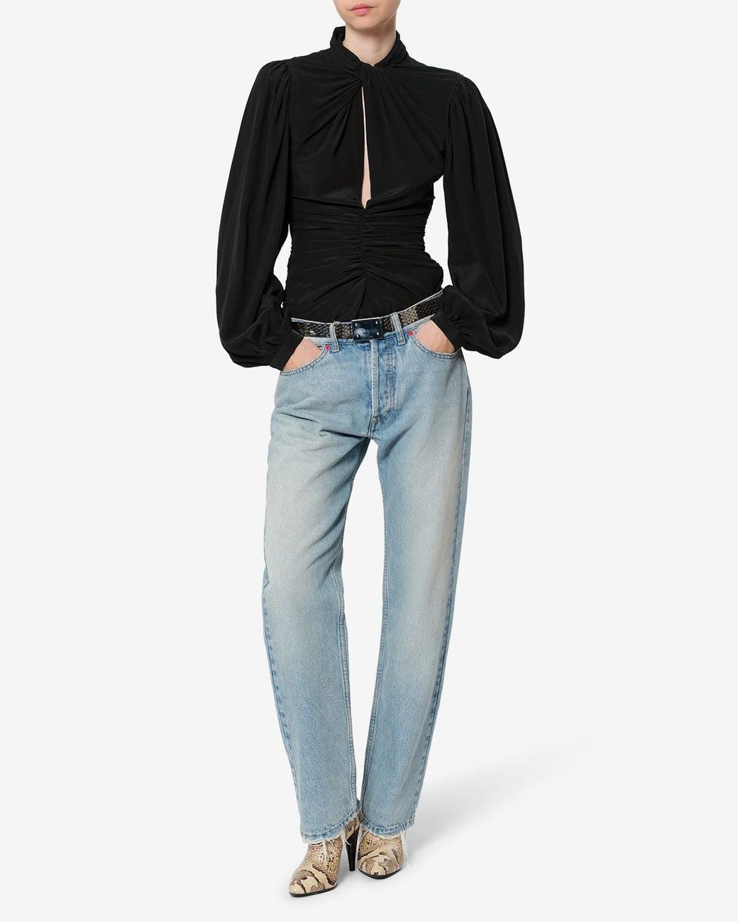Isabel Marant Black Isabel Marant Ruched Long-Sleeve Blouse