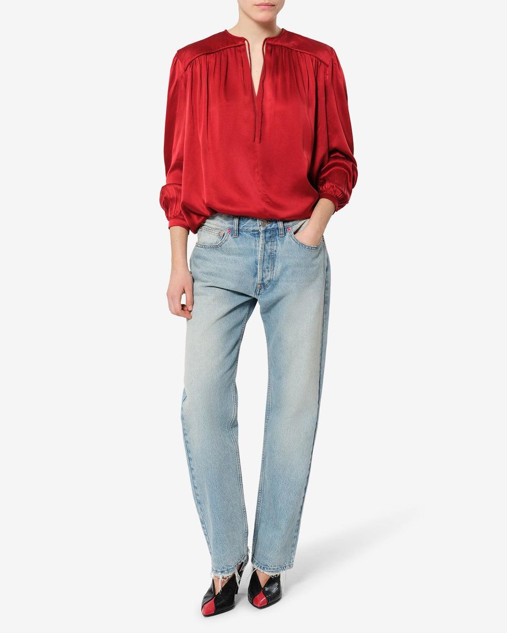 Isabel Marant Red Laraya Silk Blouse