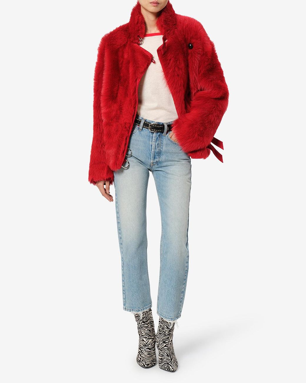 Isabel Marant Red Roama Shearling Coat