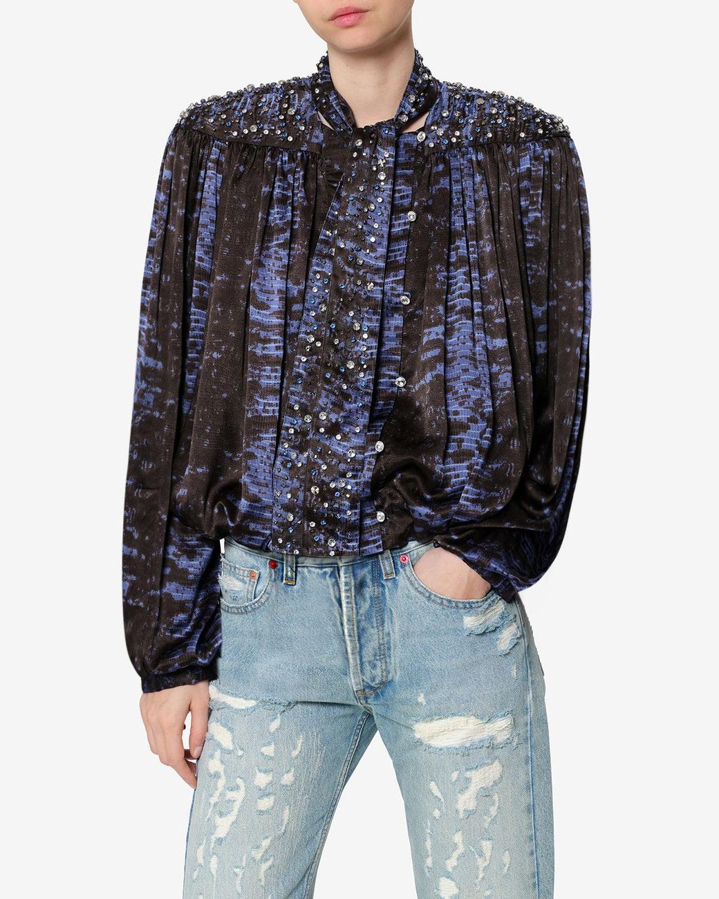 Isabel Marant Blue Loyra Silk Blouse