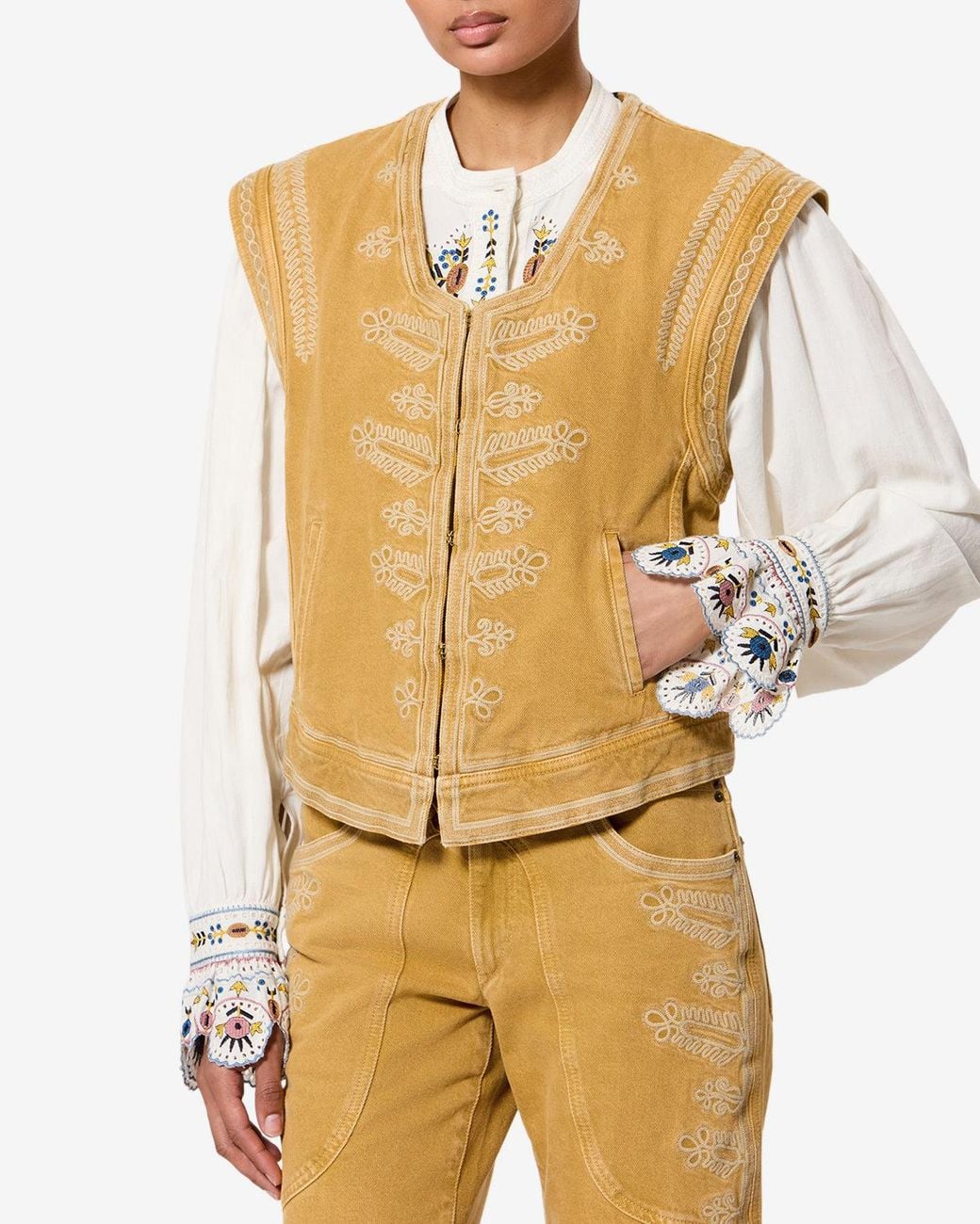 Isabel Marant White Edmee Denim Vest