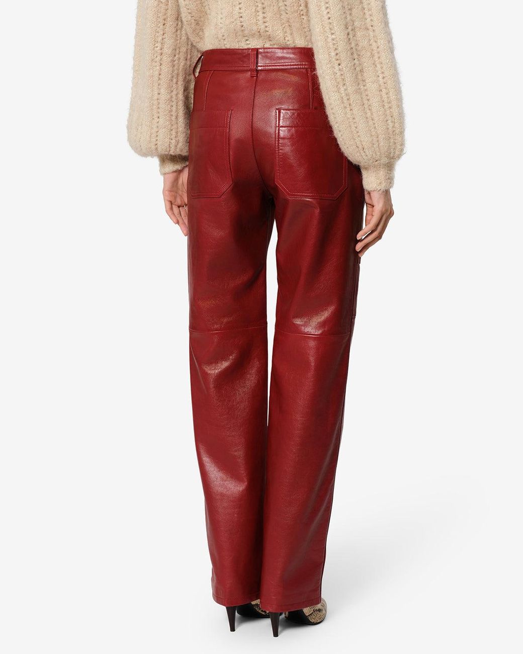Isabel Marant Red Valka Leather Pants