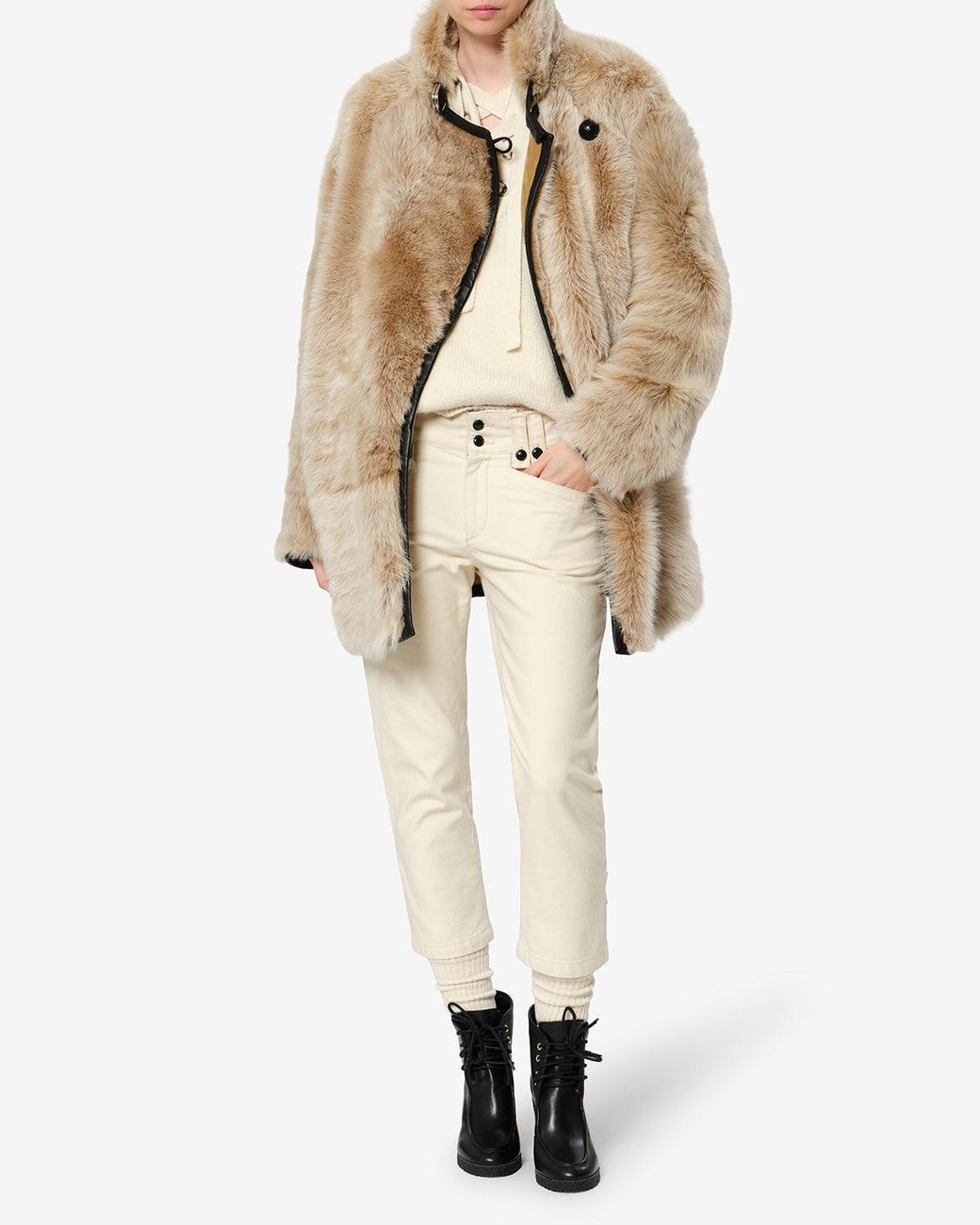 Isabel Marant Natural Rema Shearling Coat