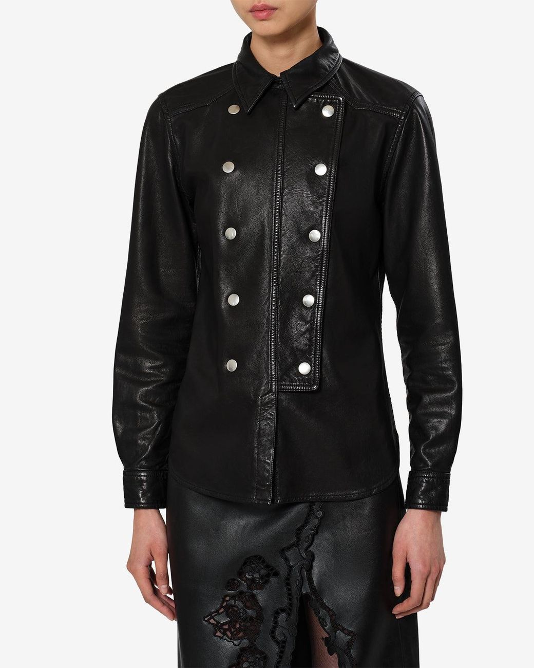 Isabel Marant Black Valdy Leather Shirt