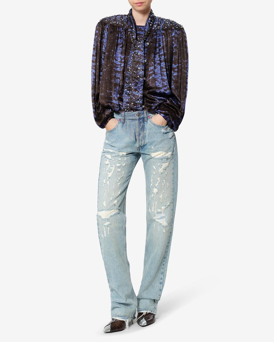 Isabel Marant Blue Loyra Silk Blouse