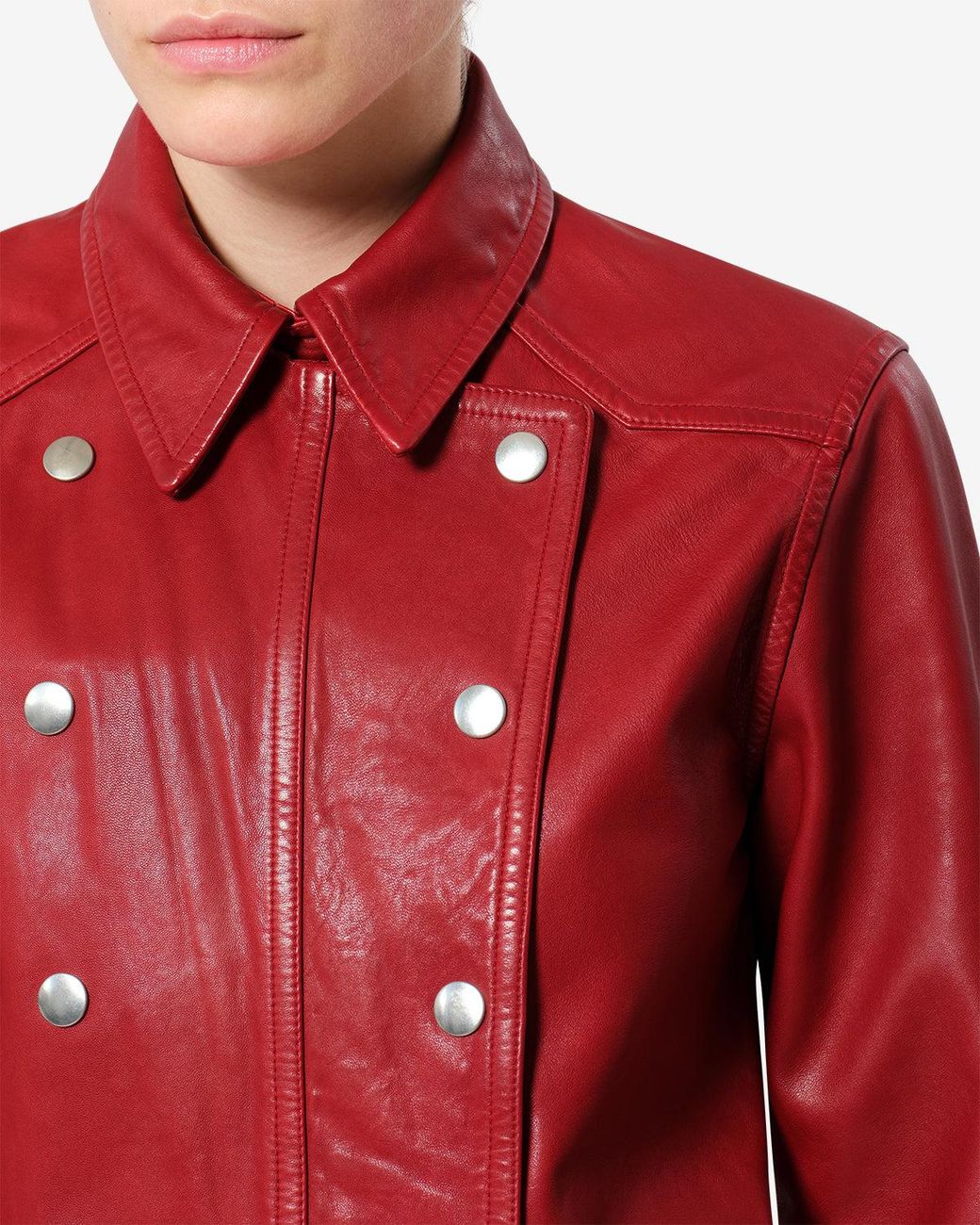 Isabel Marant Red Valdy Leather Shirt