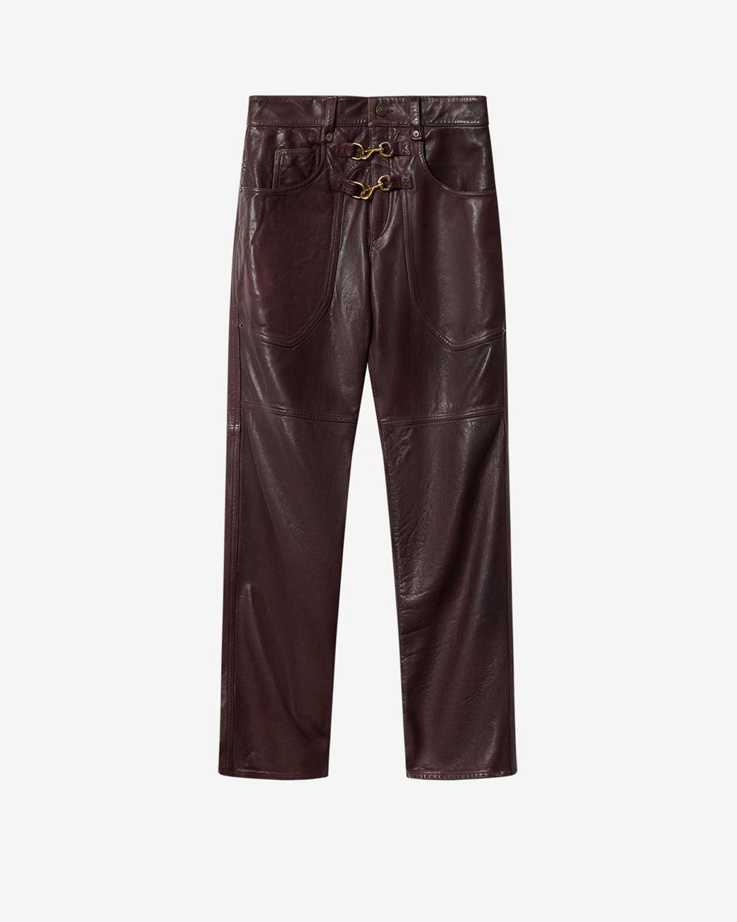 Isabel Marant Red Brinley Leather Pants