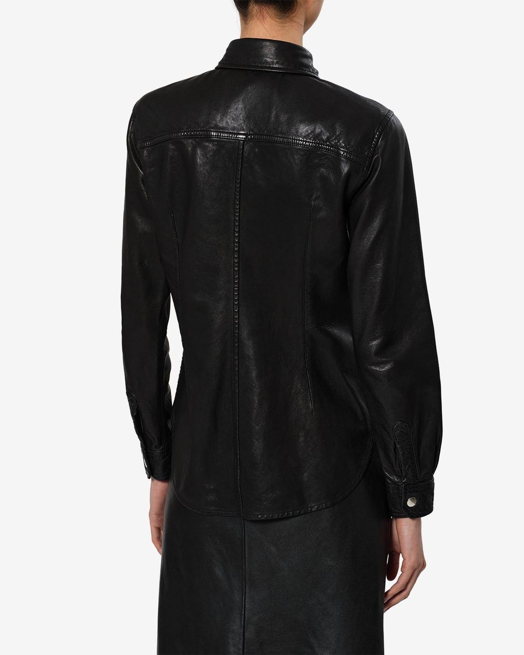 Isabel Marant Black Valdy Leather Shirt