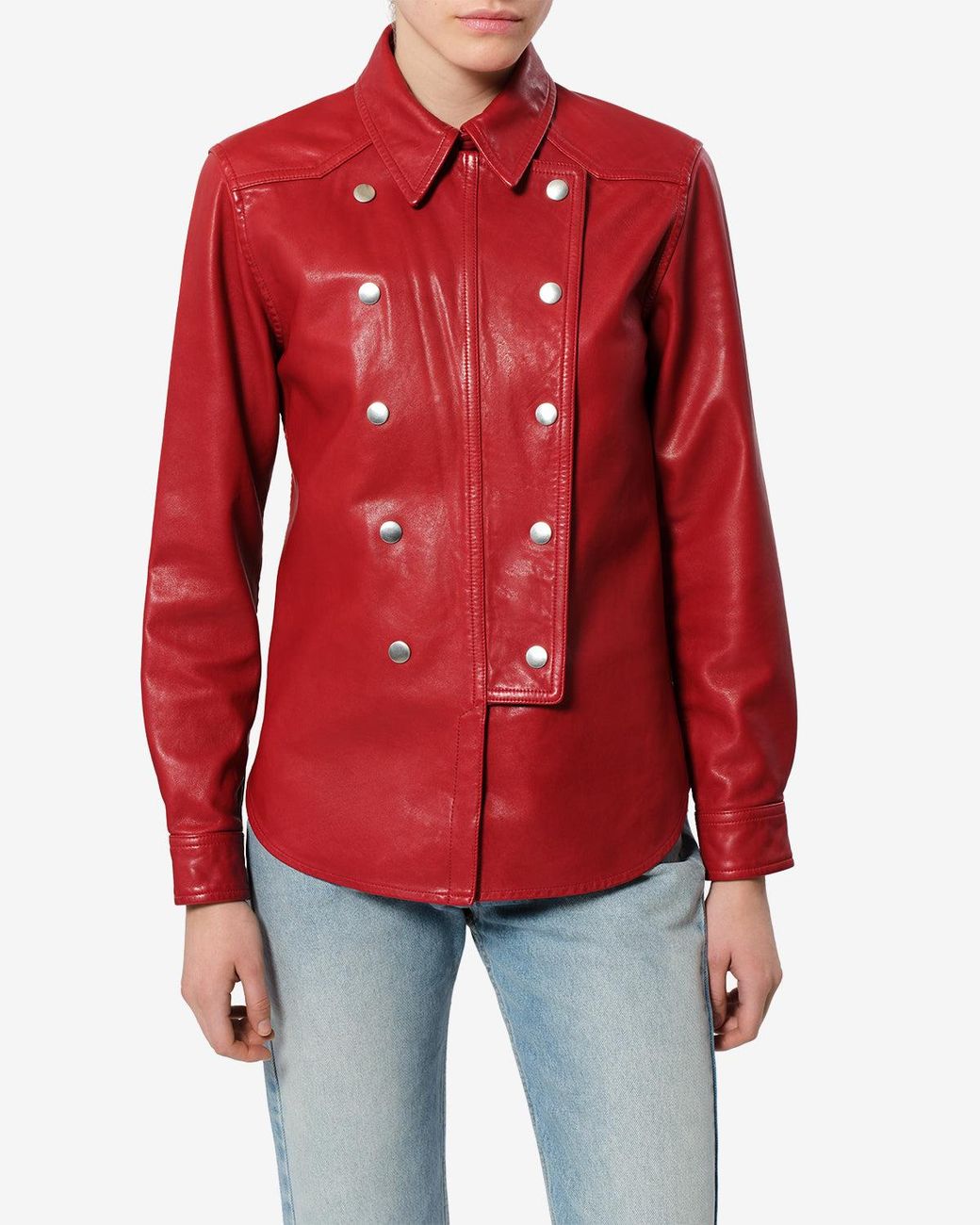 Isabel Marant Red Valdy Leather Shirt
