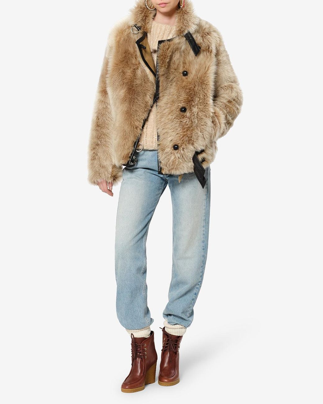 Isabel Marant Natural Roama Shearling Coat