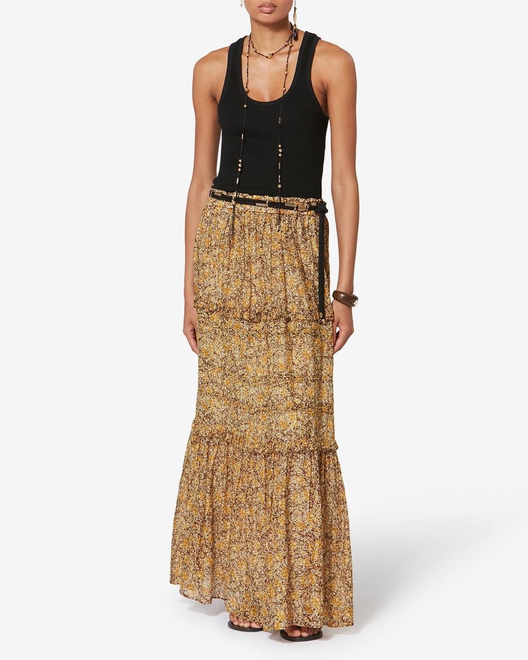 Isabel Marant Natural Volomia Ruffled Maxi Skirt