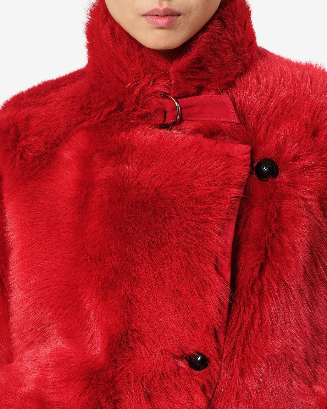 Isabel Marant Red Roama Shearling Coat