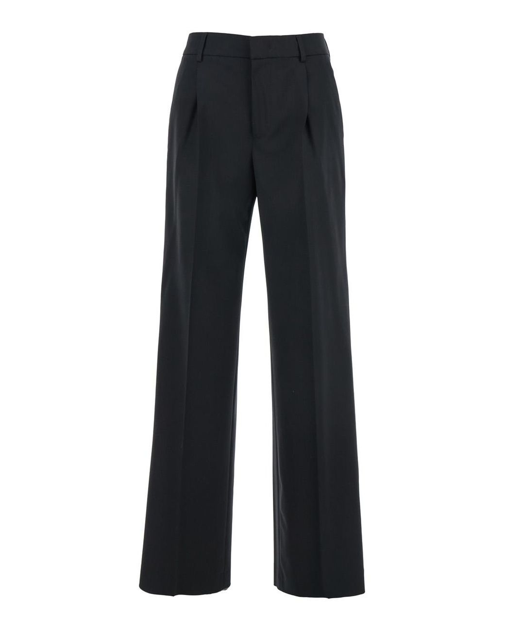 PT Torino Blue High-Waisted Wool Trousers, Blend