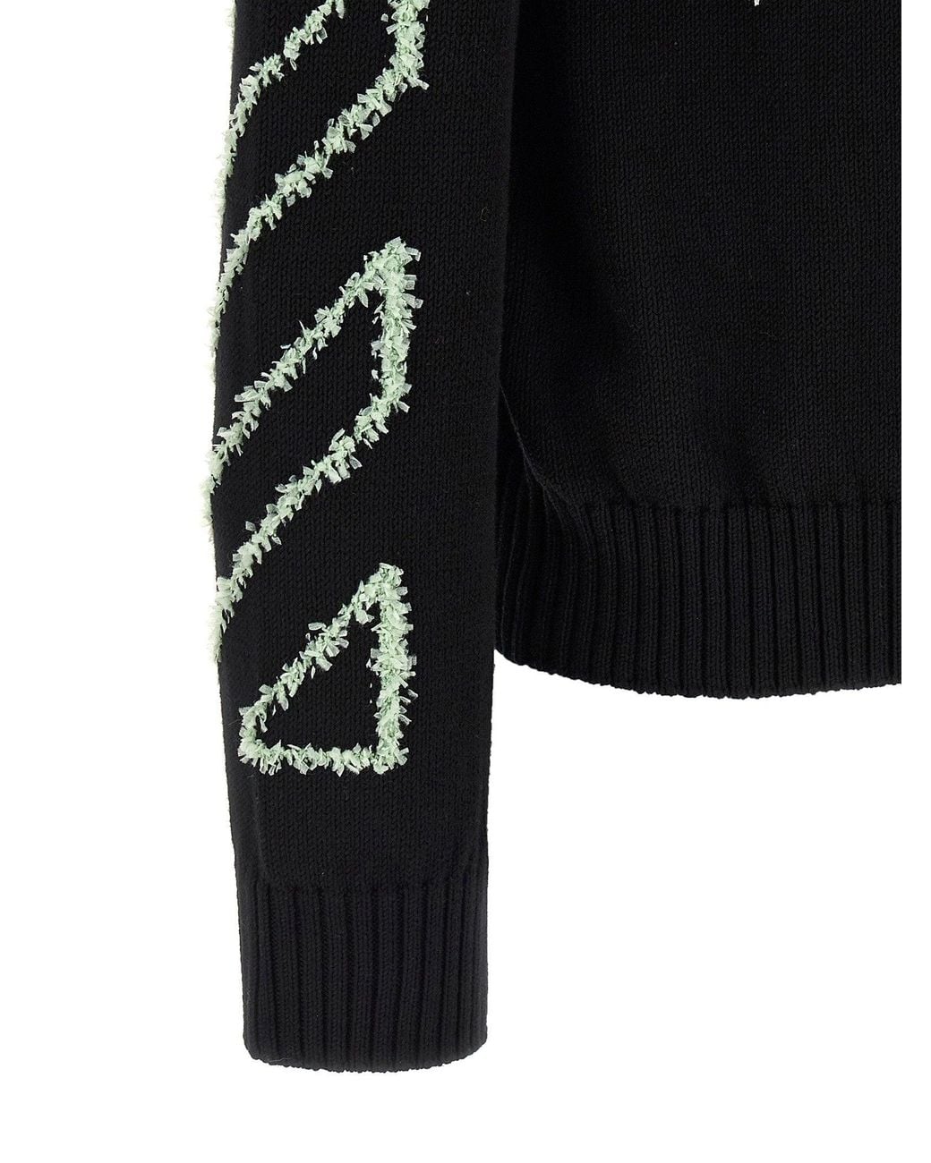 Off-White c/o Virgil Abloh Black Logo-Embroidered Diagonal-Outline Knit Sweater for men