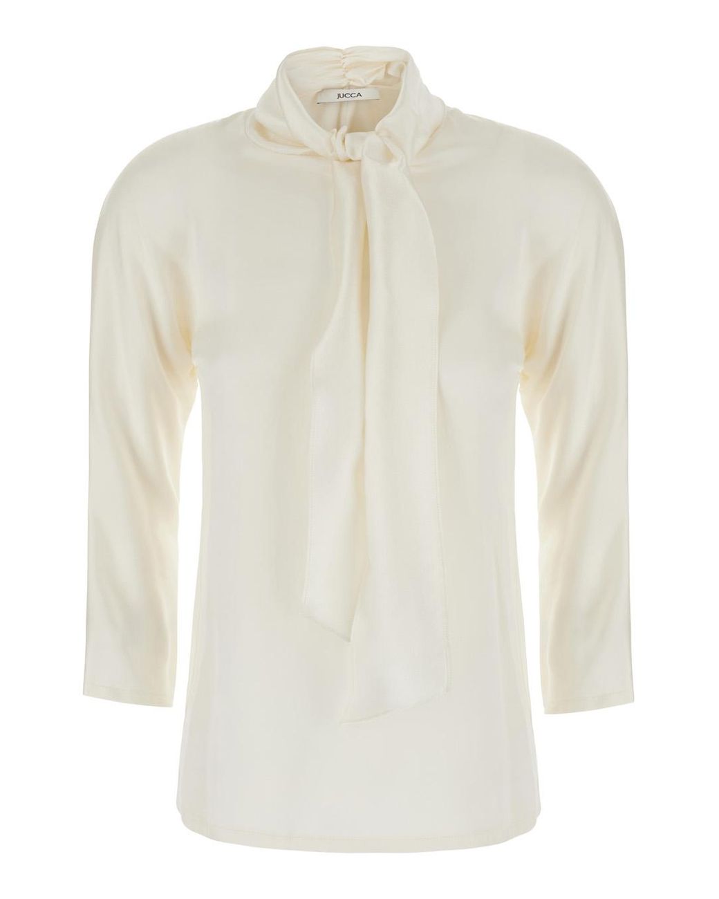 Jucca White Silk Top With Bow Detail, Blouses