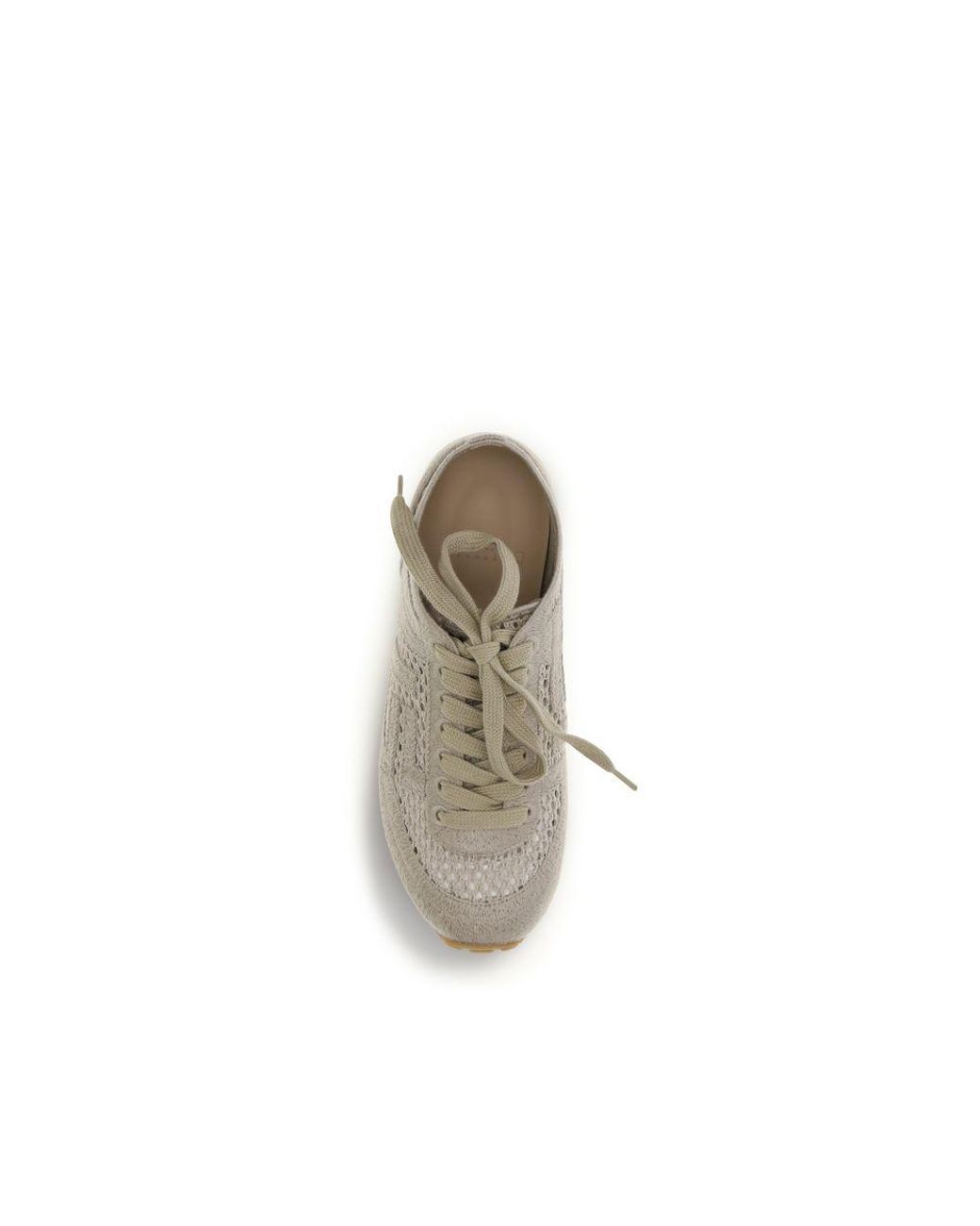 Balmain Gray Beige Cotton Athletic Sneakers