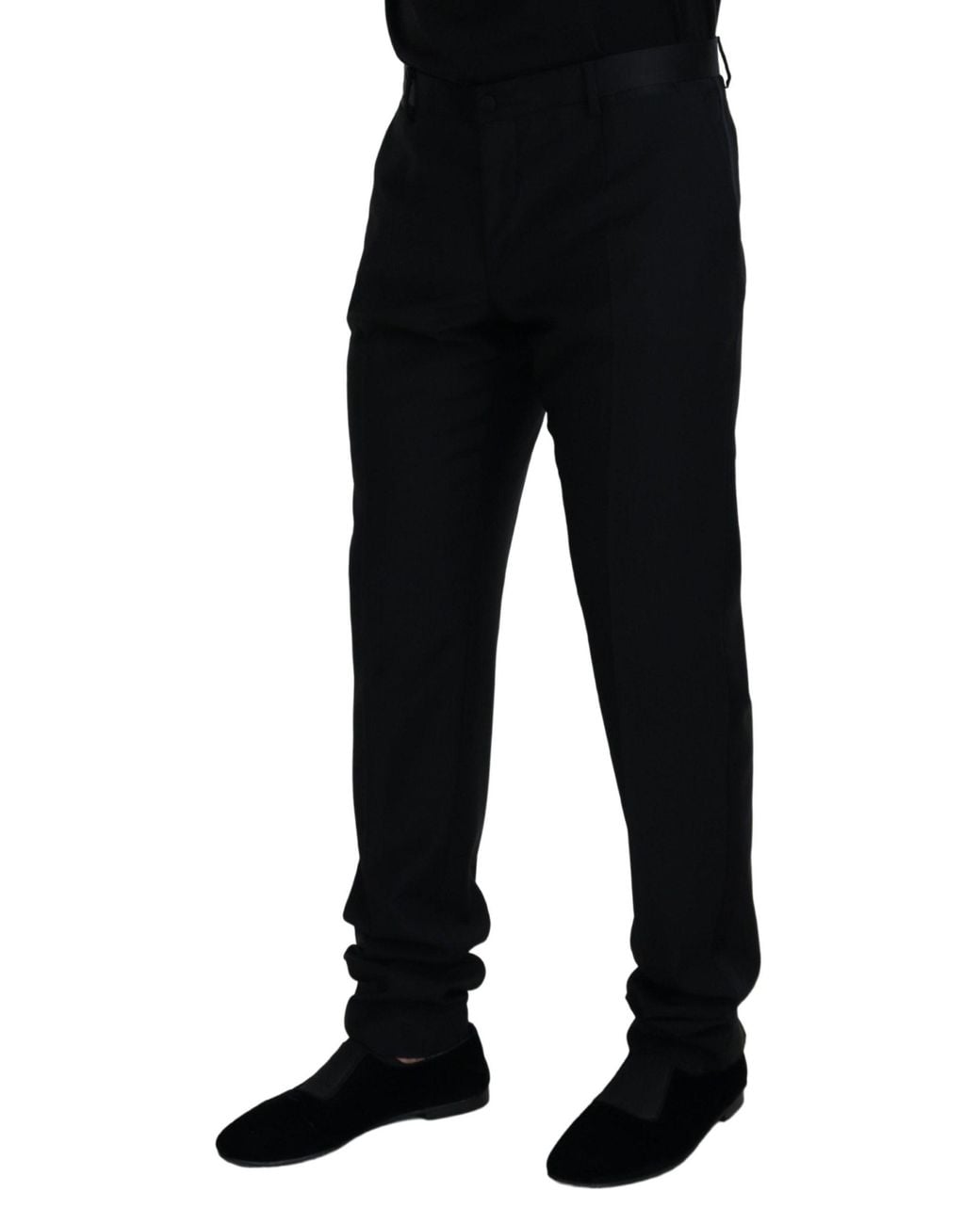 Dolce & Gabbana Black Elegant Virgin Wool Blend Trousers for men