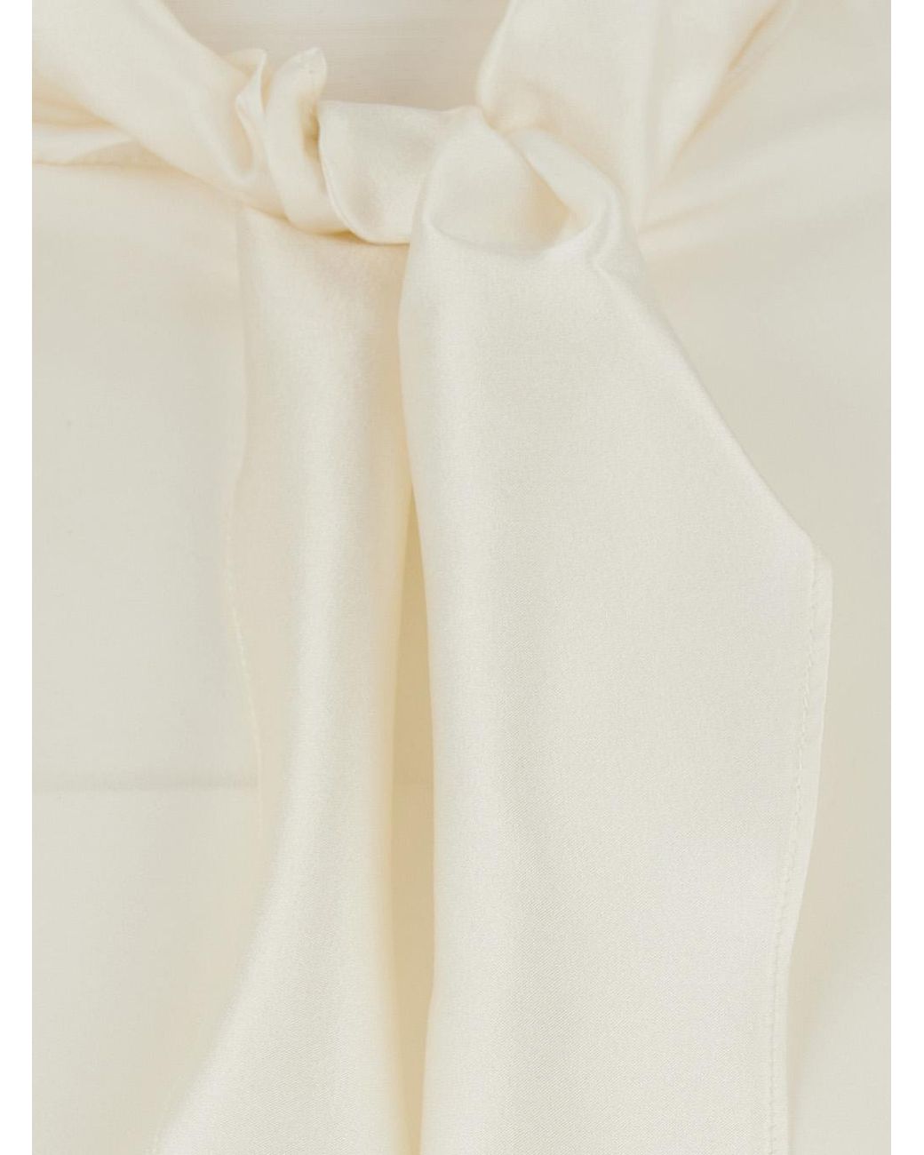 Jucca White Silk Top With Bow Detail, Blouses