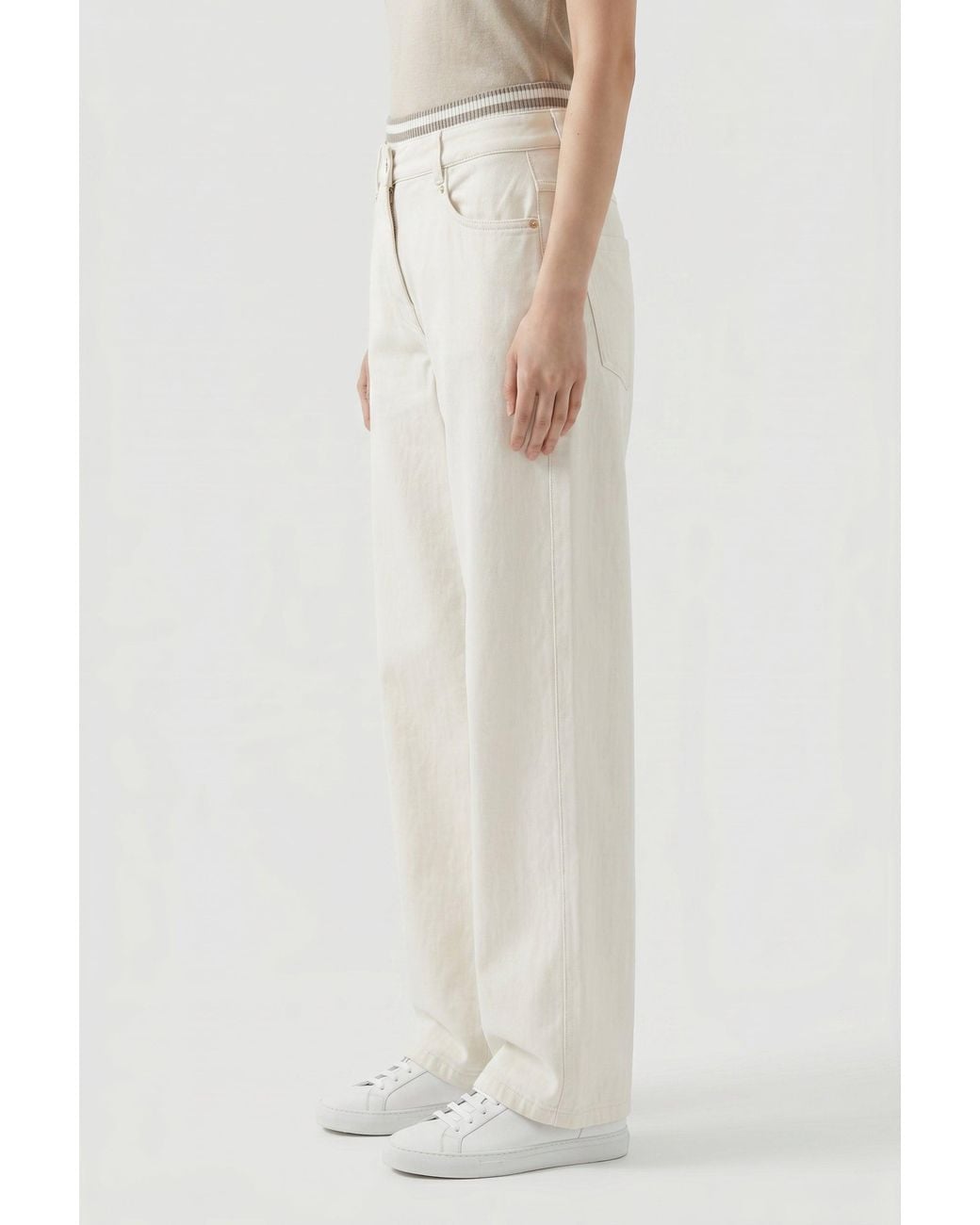 Brunello Cucinelli Multicolor Off Relaxed Cotton Trousers