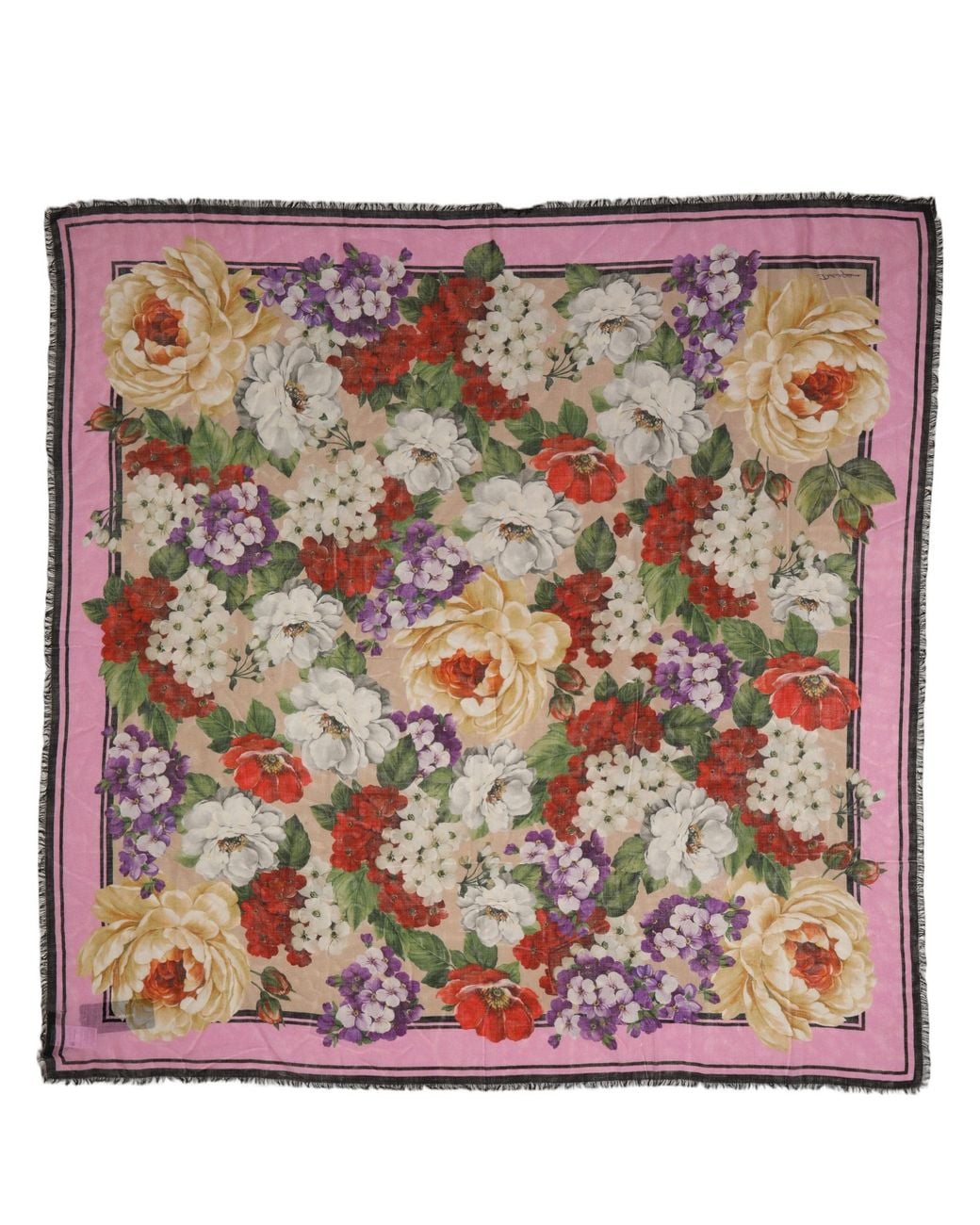 Dolce & Gabbana Multicolor Floral Cashmere Foulard Scarf Silk
