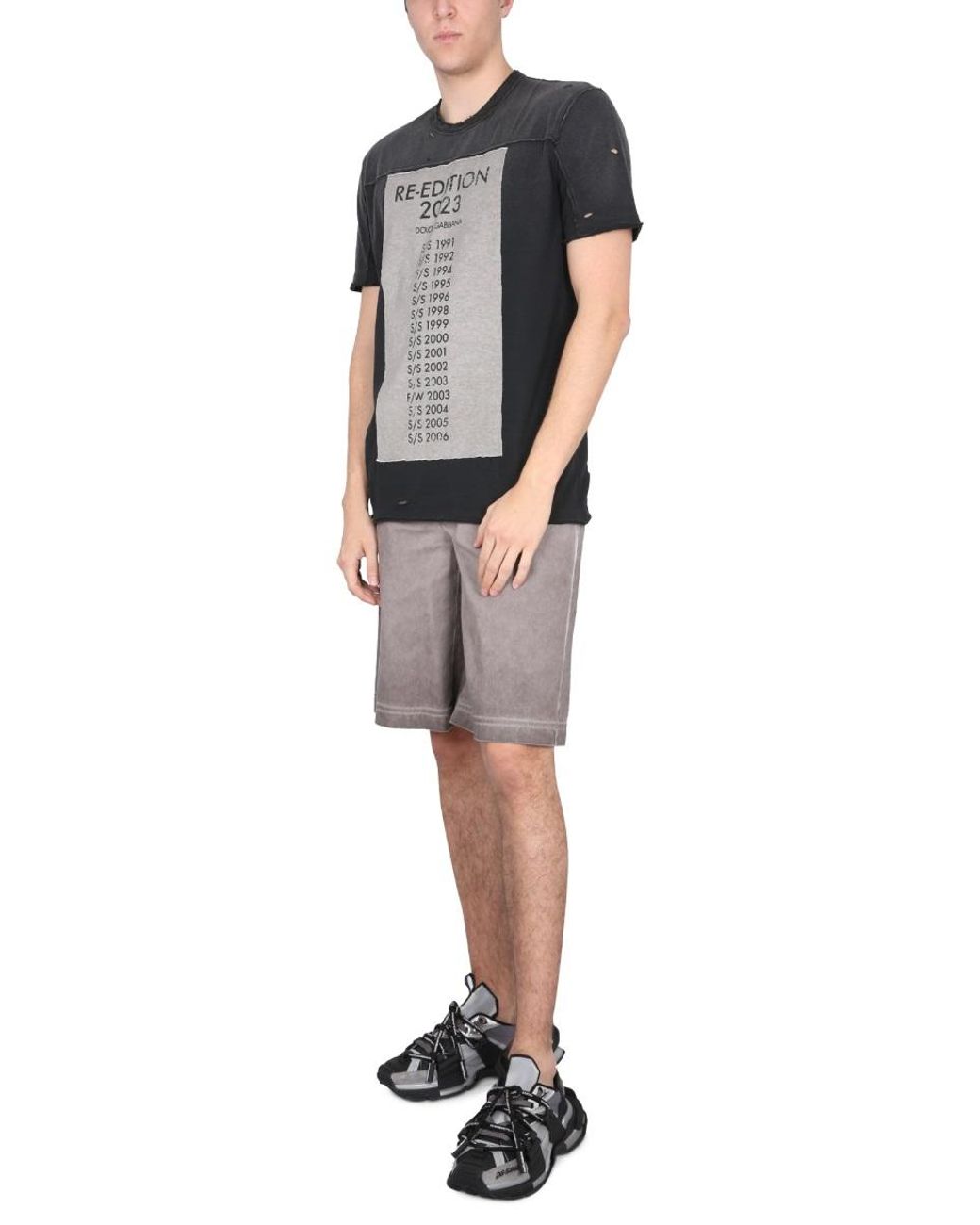 Dolce & Gabbana Multicolor Bermuda Shorts With Logo Plaque Cotton for men