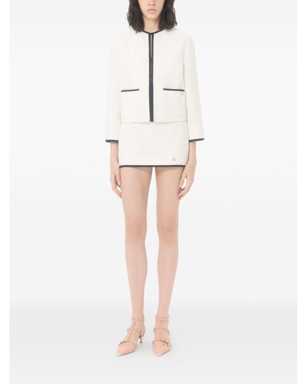 Valentino White Cotton Tweed Short Trousers
