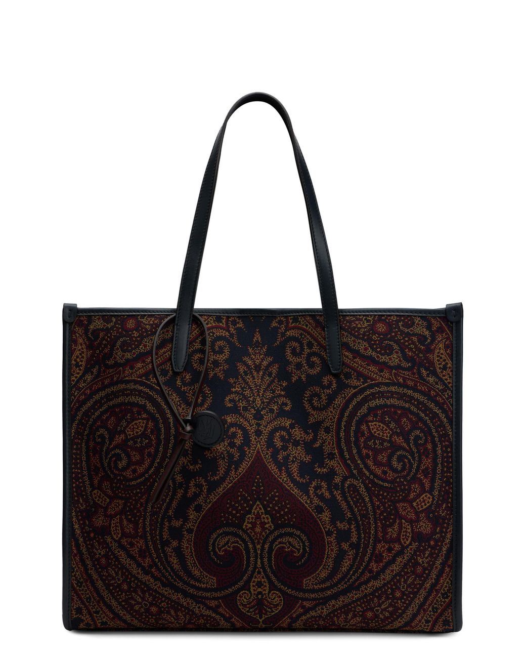Etro Black Tote Bag Paisley Canvas