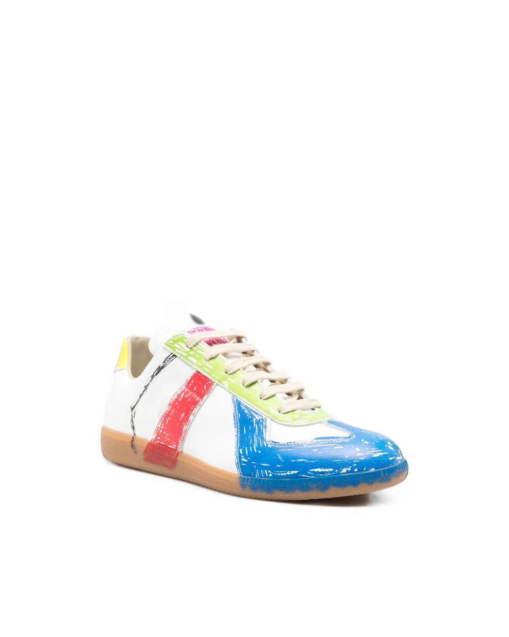Maison Margiela Blue Replica Paint-Splatter Sneakers for men