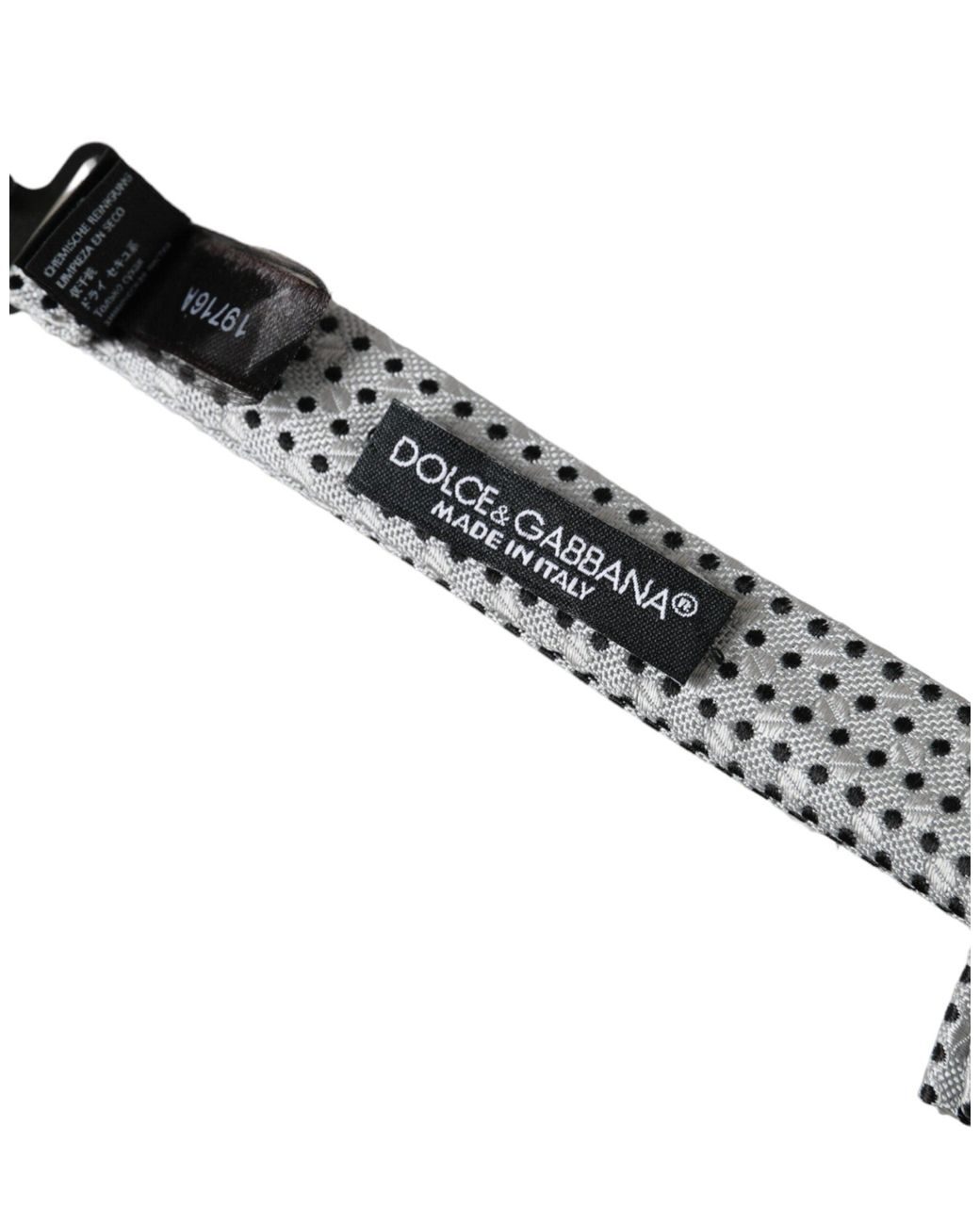 Dolce & Gabbana White Silk Polka Dot Adjustable Neck Papillon Bow Tie for men