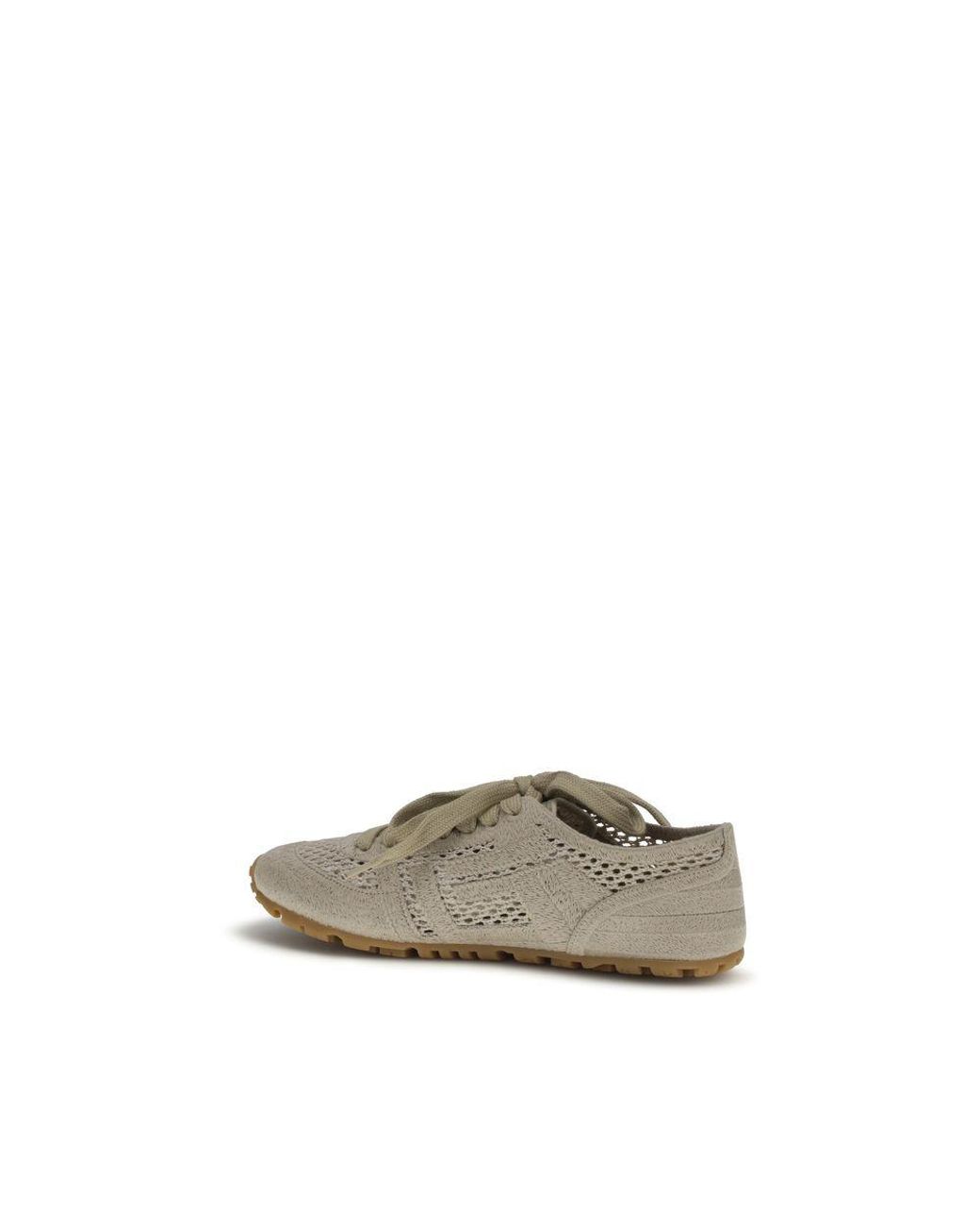 Balmain Gray Beige Cotton Athletic Sneakers