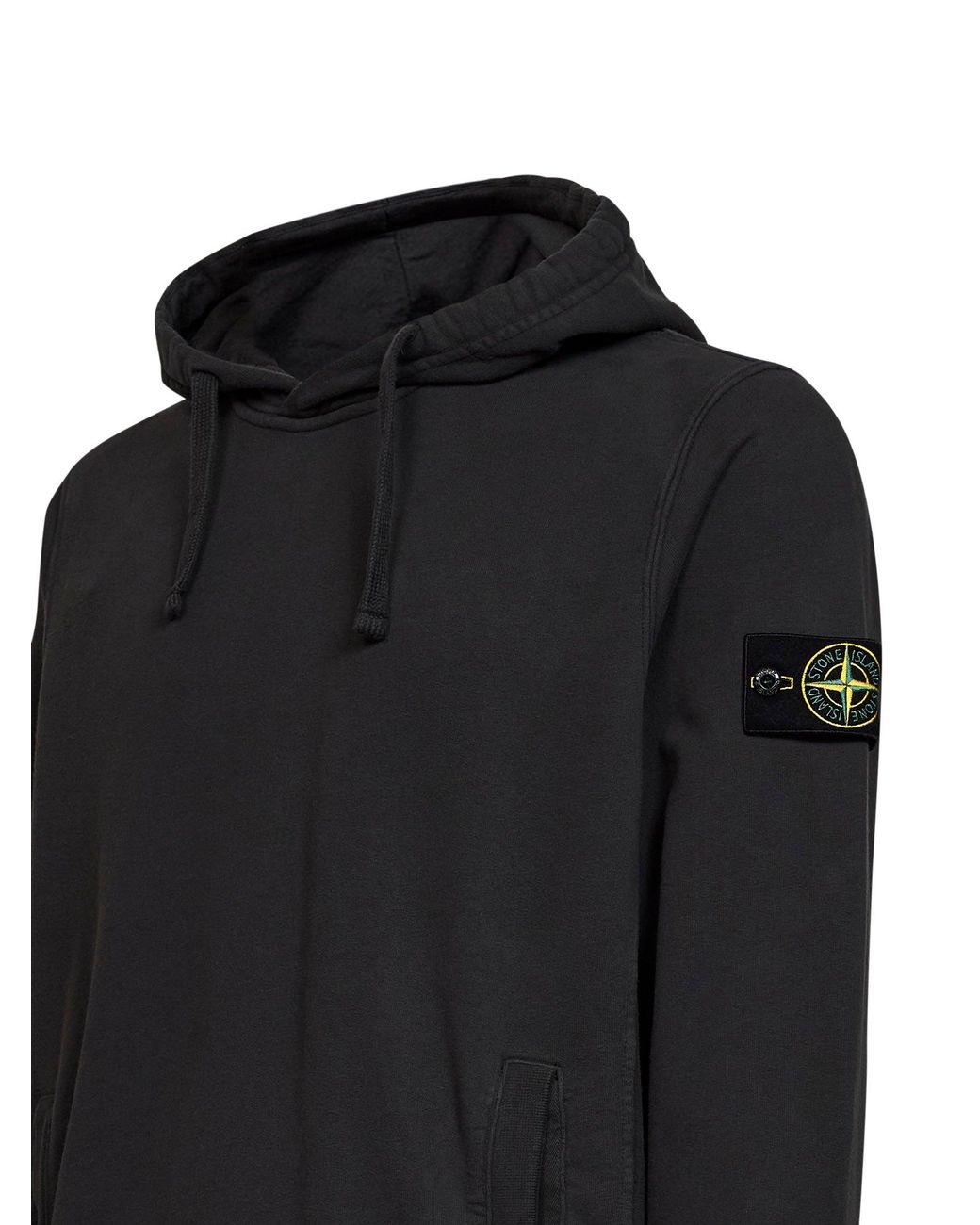 Stone Island Black Lead Stretch Organic Cotton Hoodie for men