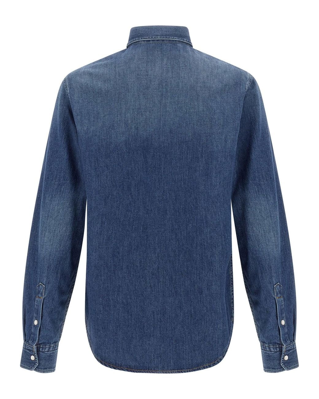 Versace Blue Medusa Patch Denim Shirt
