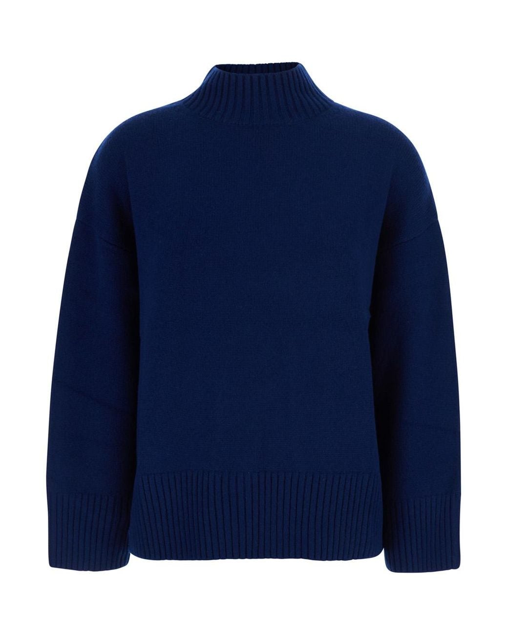 Le Plain Blue Mock Neck Pullover 5Gg Cashmere Top