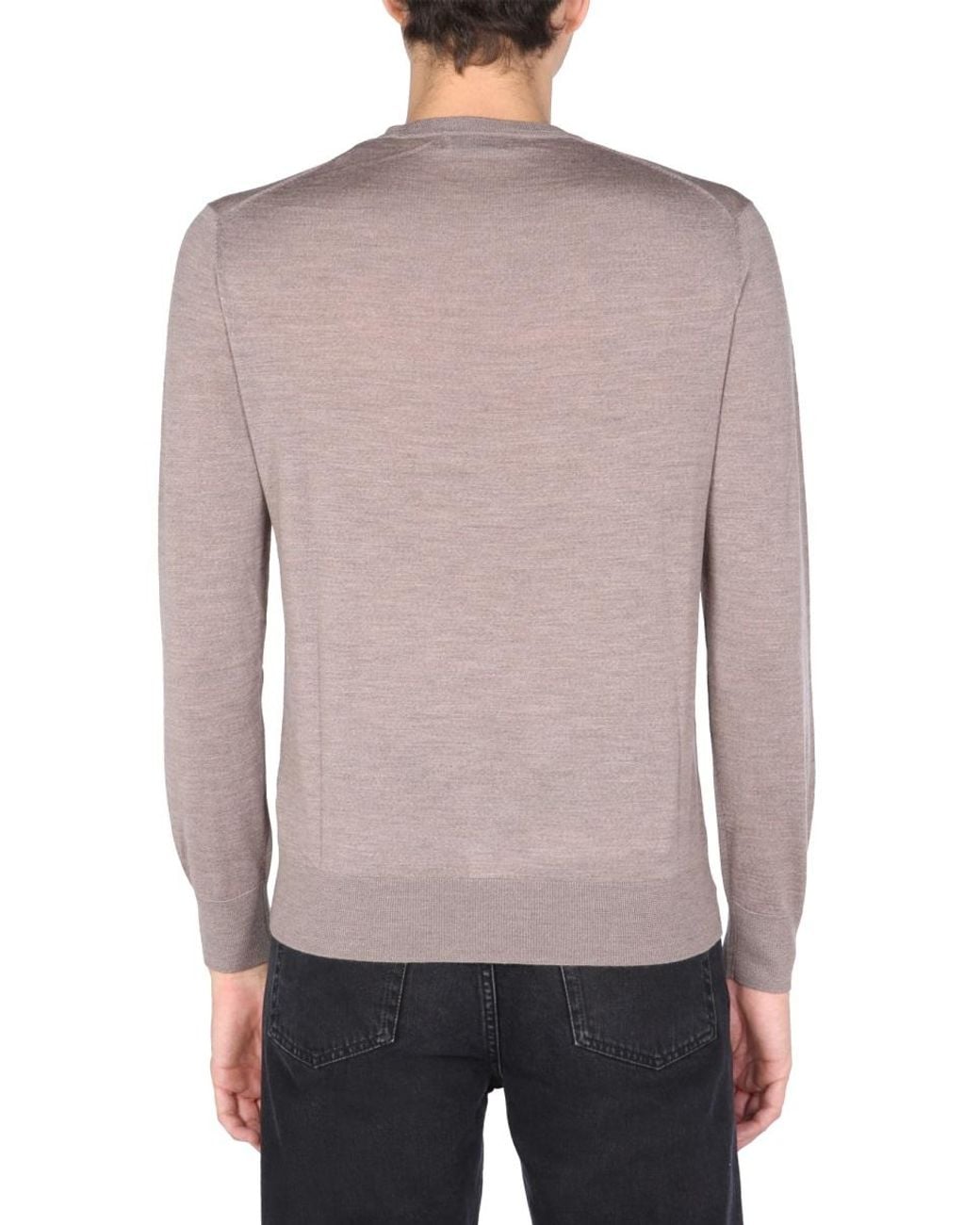 Ballantyne Purple Crew Neck Sweater Wool Basolan Jumpers for men