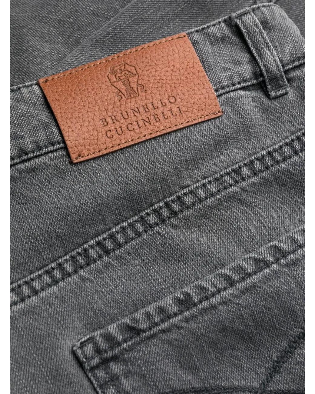 Brunello Cucinelli Gray Charcoal Straight Leg Trousers for men