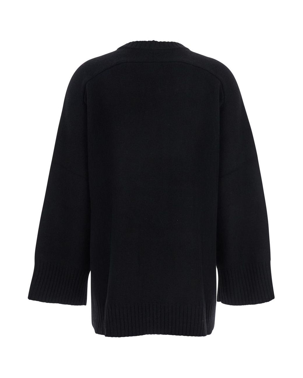 Loulou de Saison Black Crew Neck Sweater With Knitted Design
