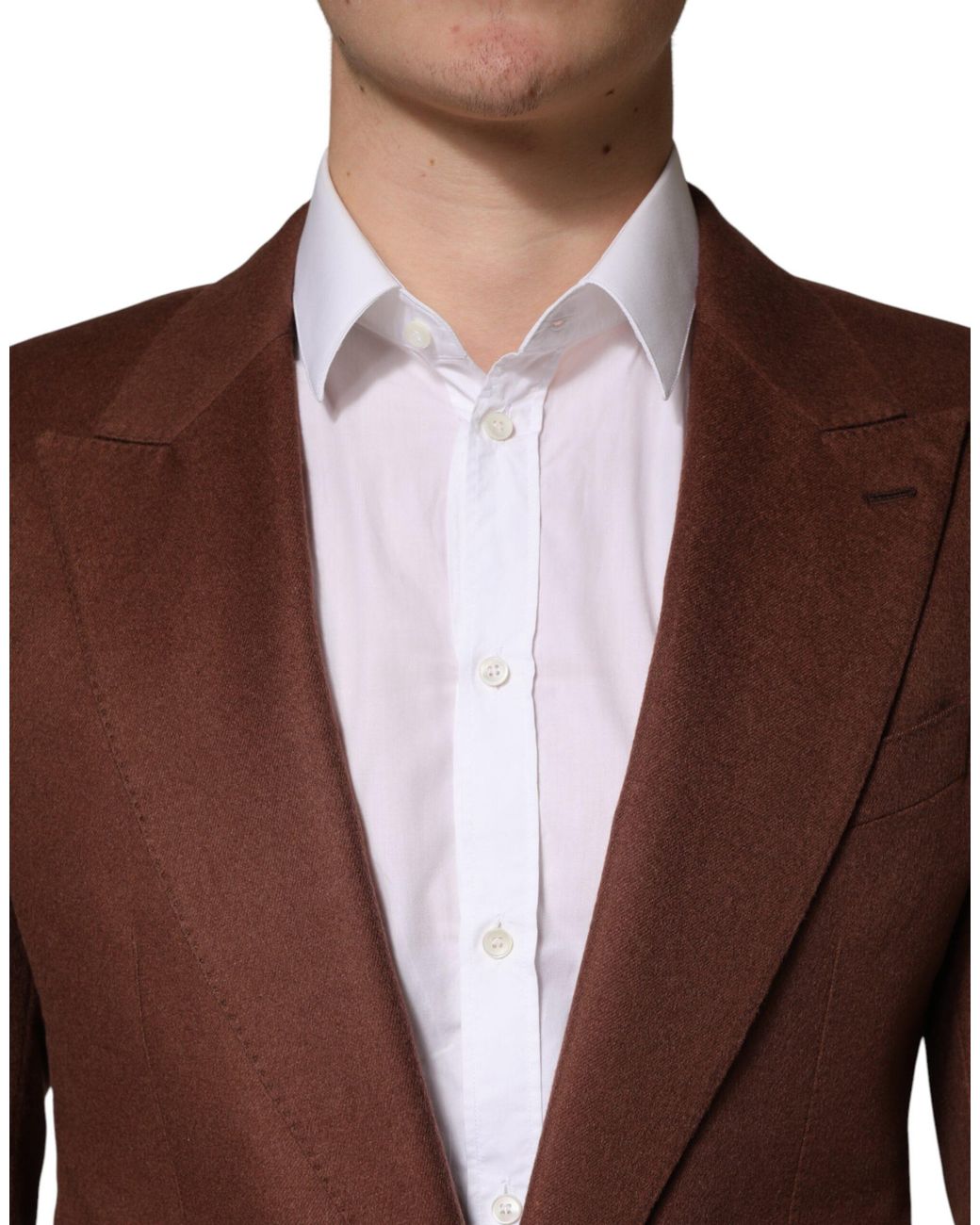 Dolce & Gabbana Brown Cashmere Single Breasted Jacket Blazer Silk Clothing for men