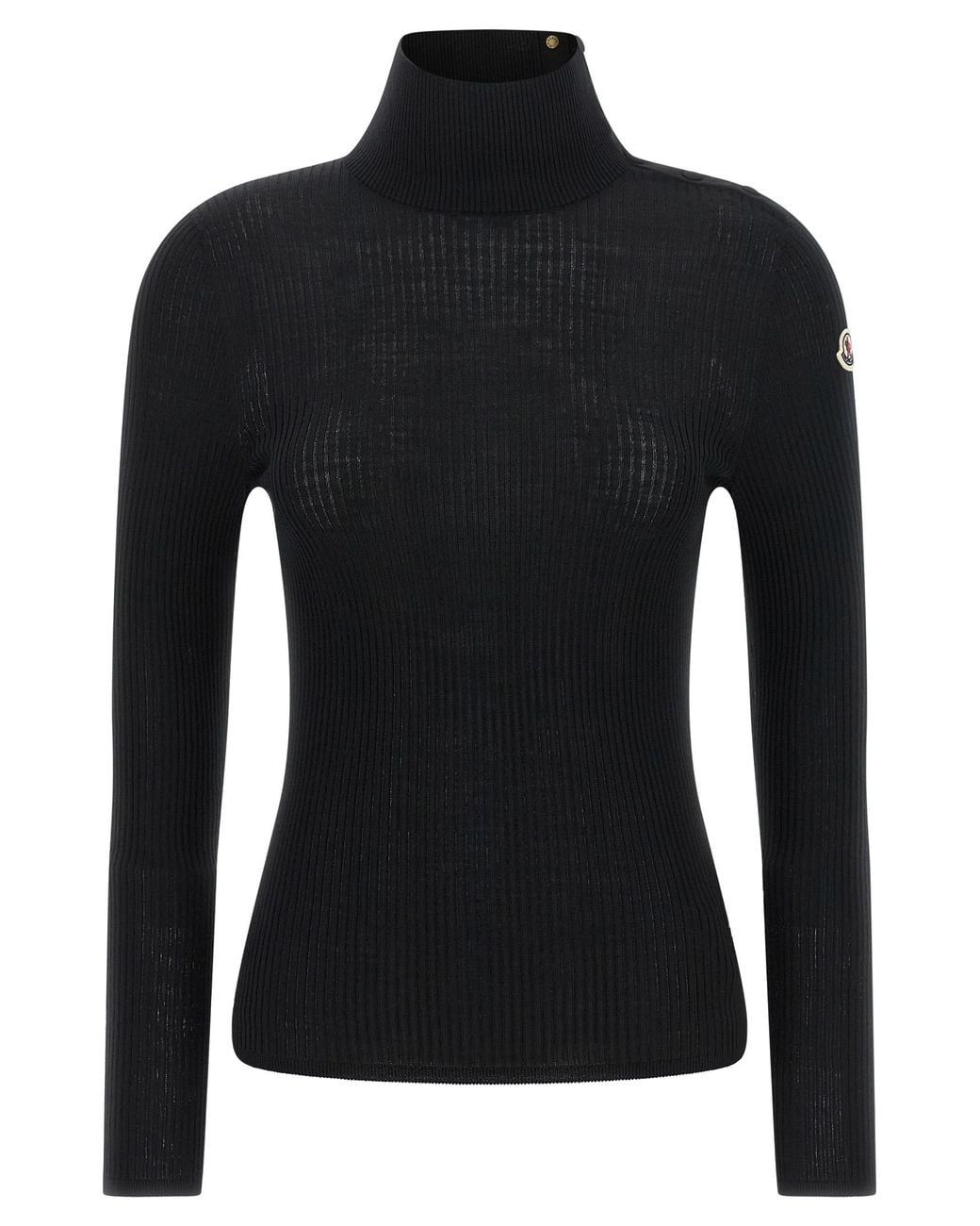 Moncler Black Moncler Virgin Wool Ribbed Sweater