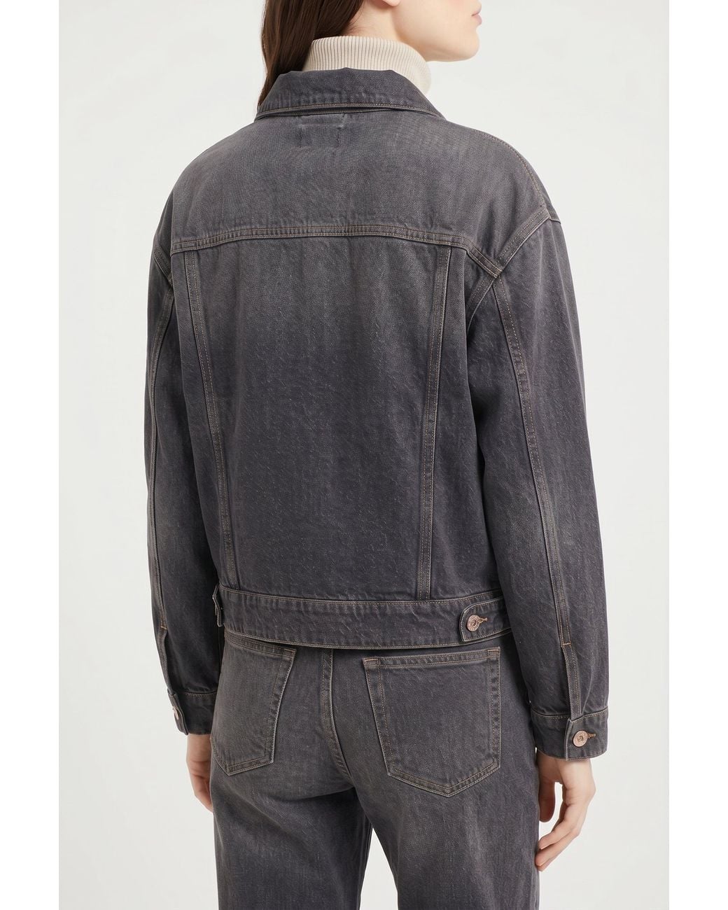 Brunello Cucinelli Gray Denim Boxy Jacket