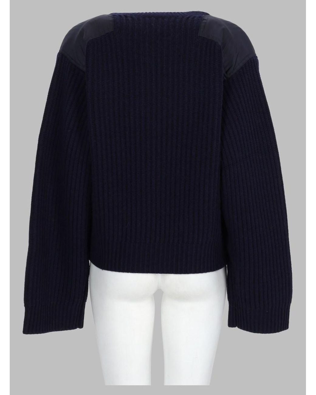 Ganni Blue Ribbed Wool Jumper Rws Sweater