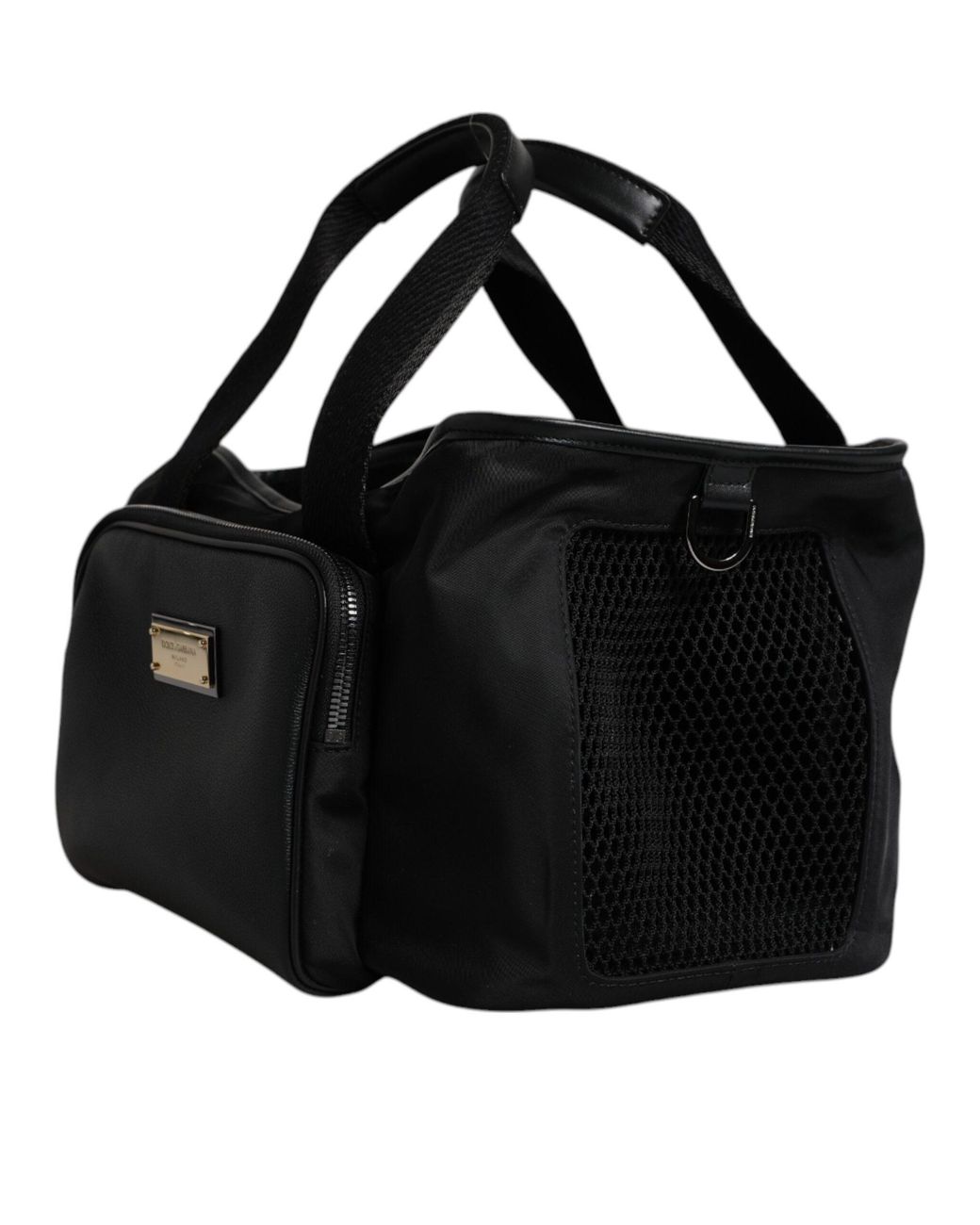 Dolce & Gabbana Black Shoulder Strap Pet Carry Logo Plaque Bag Nylon Leather Acrylic for men