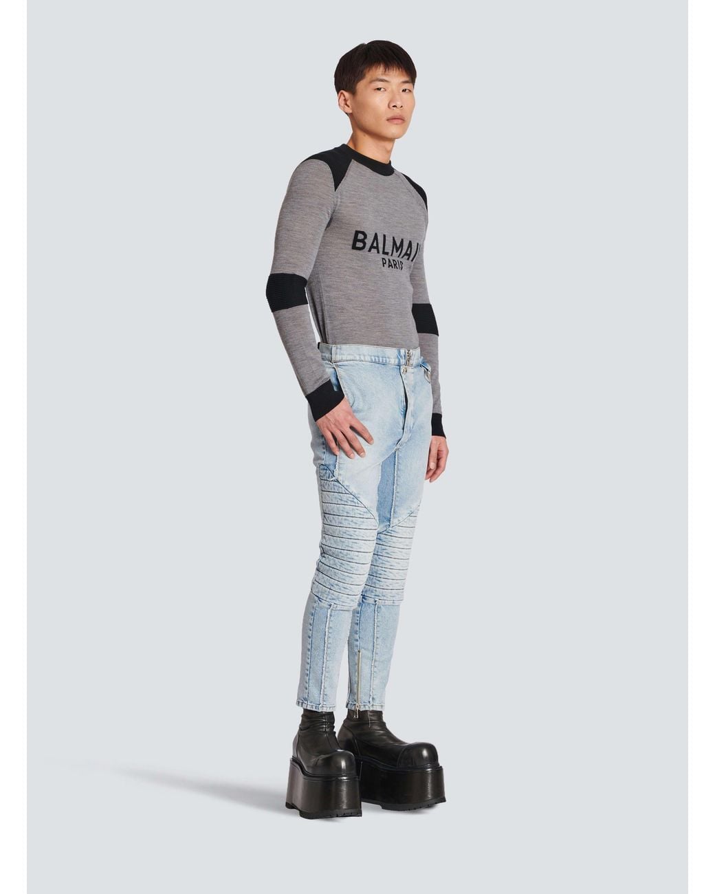 Balmain Blue Light Denim Slim Trousers for men