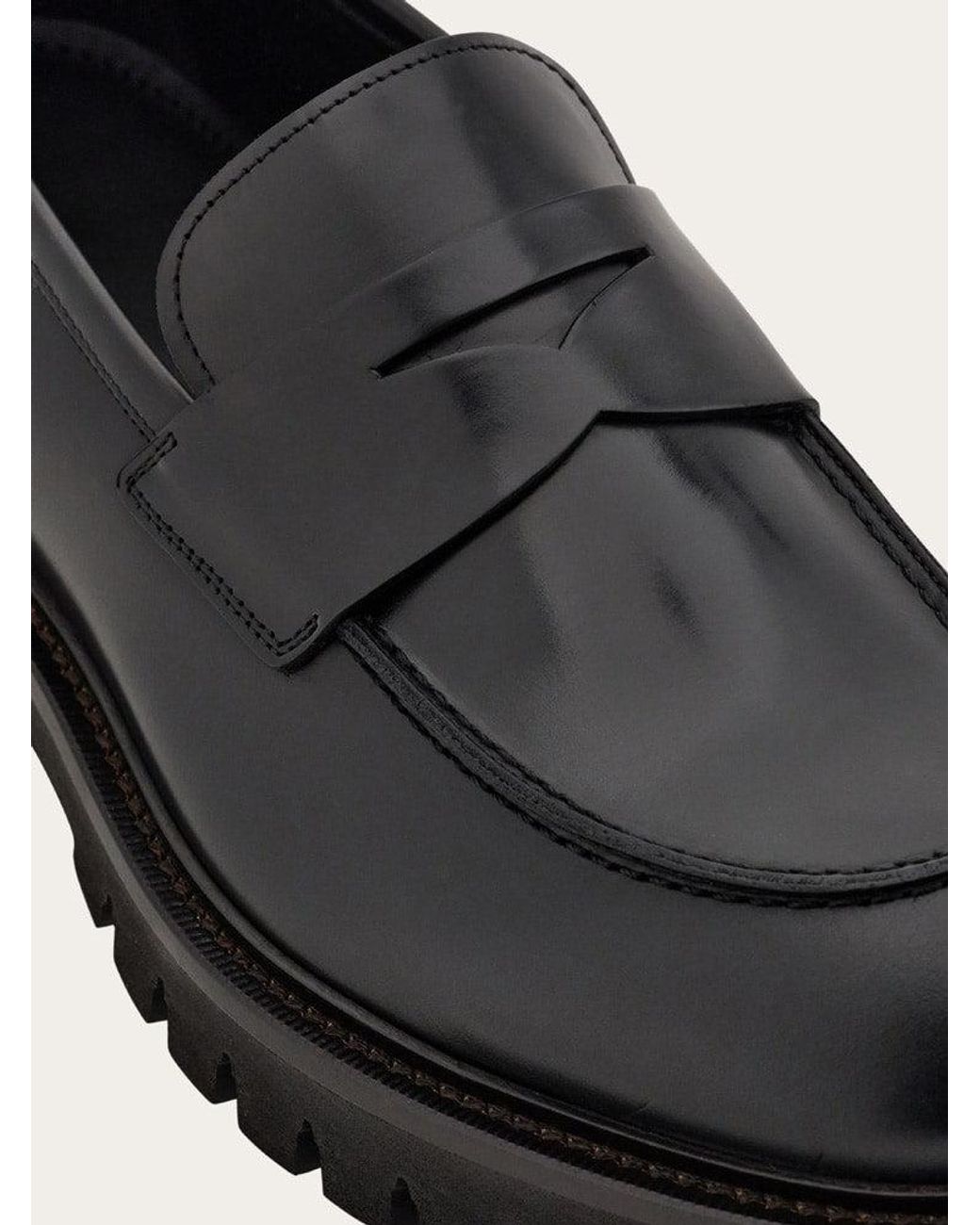 Ferragamo Black Calf Leather Loafers for men
