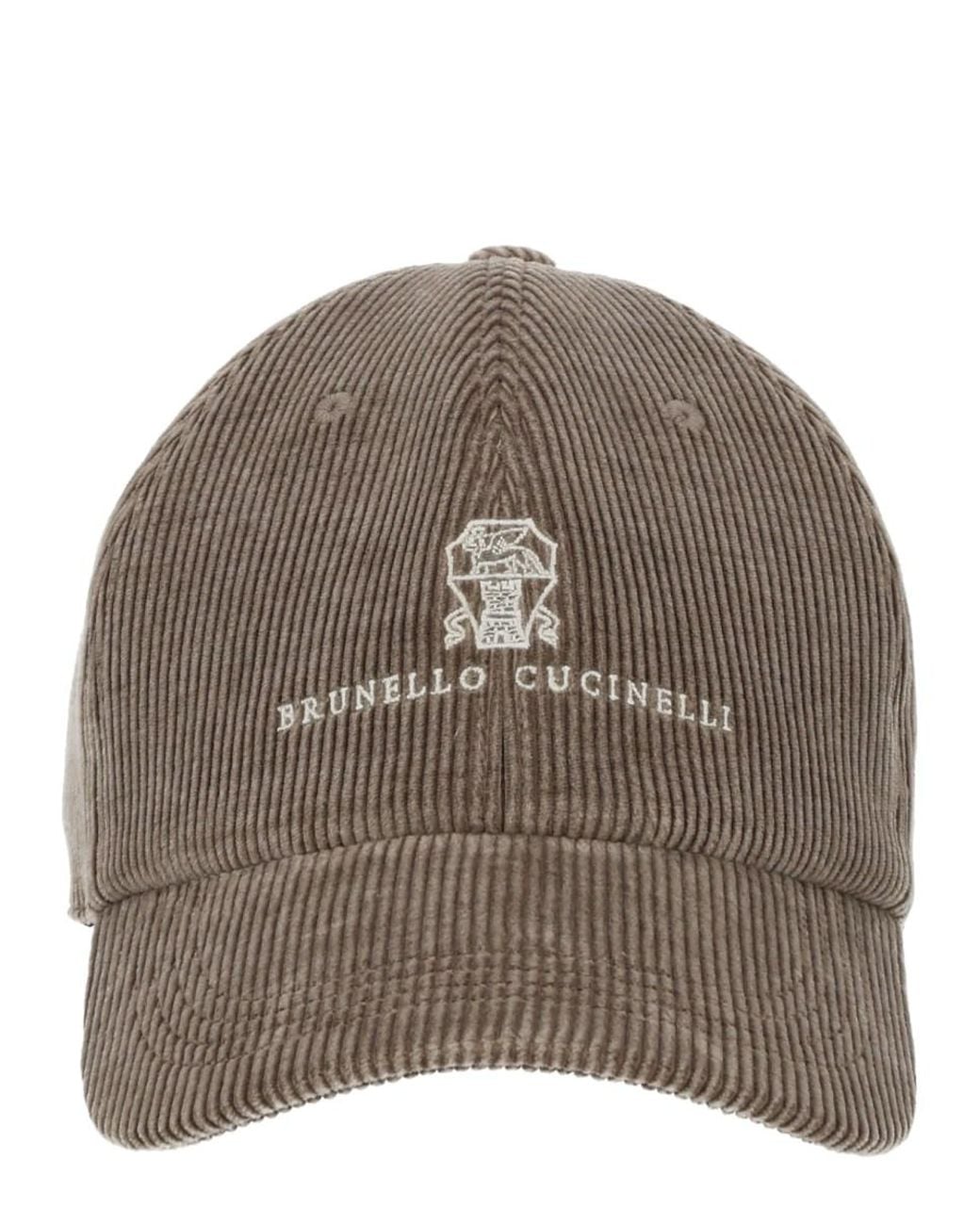 Brunello Cucinelli Brown Corduroy Baseball Cap Cotton Cashmere Elastane Hat for men